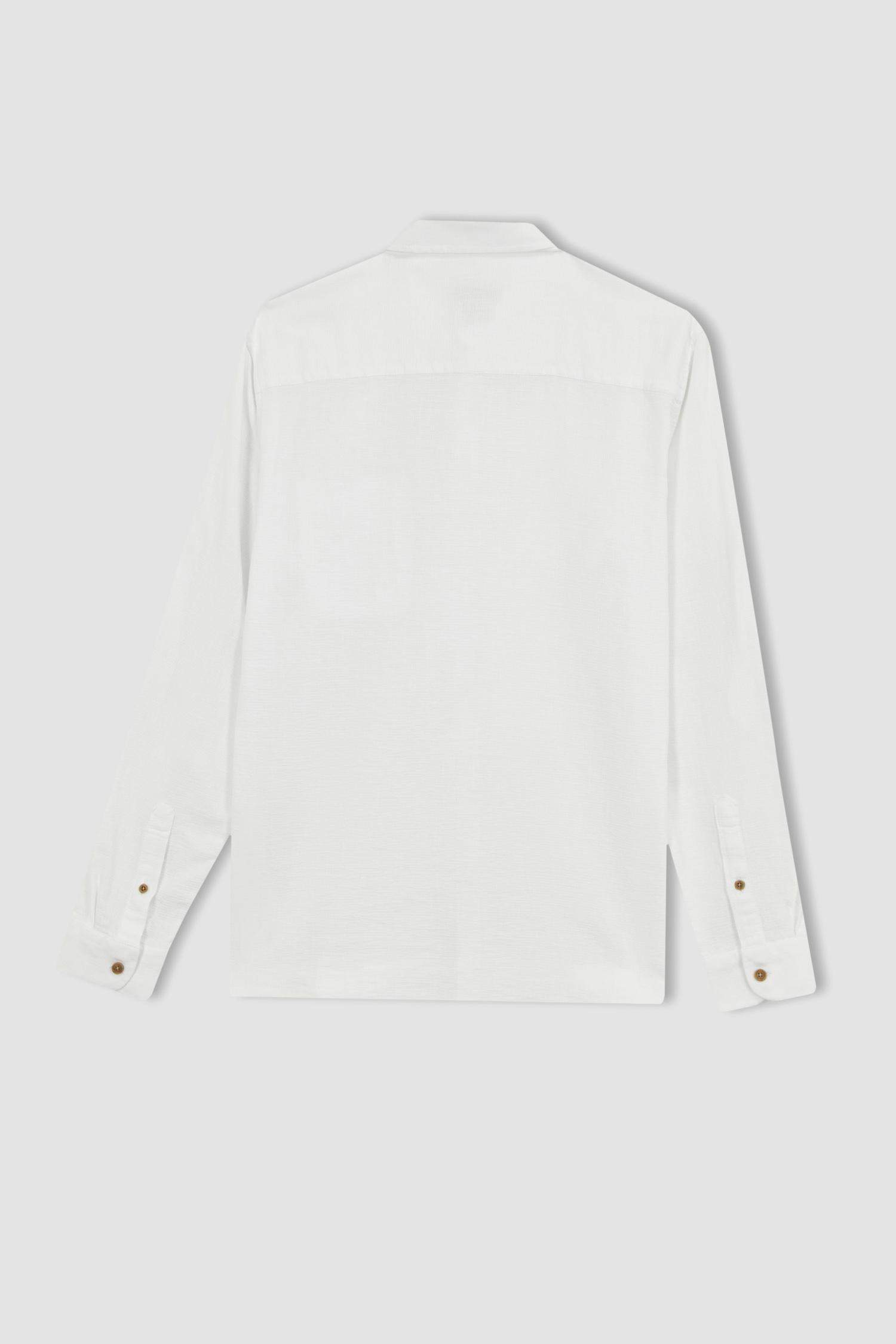 Chemise basique aspect lin à manches longues Coupe slim