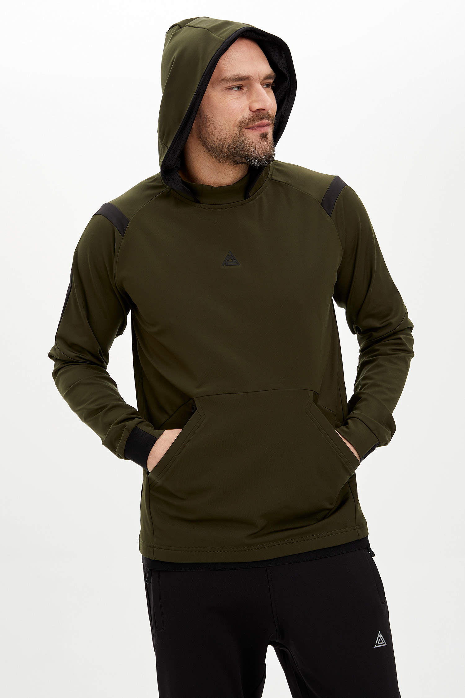 Khaki MAN Slim Fit Sport Hooded Sweatshirts 1149591 | DeFacto