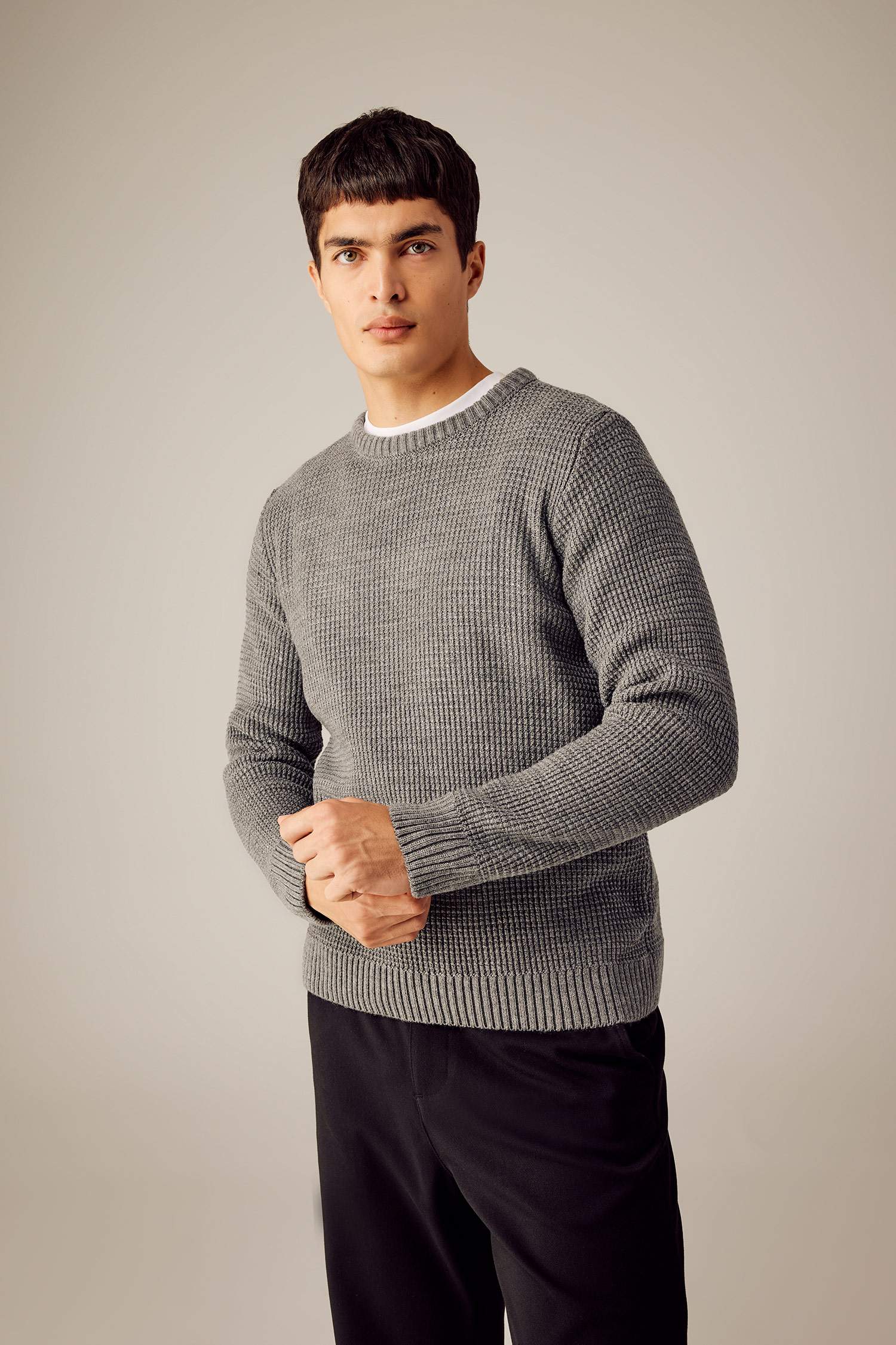 Pull Henri Lloyd homme 2XL blanc logo évasé col rond tricot