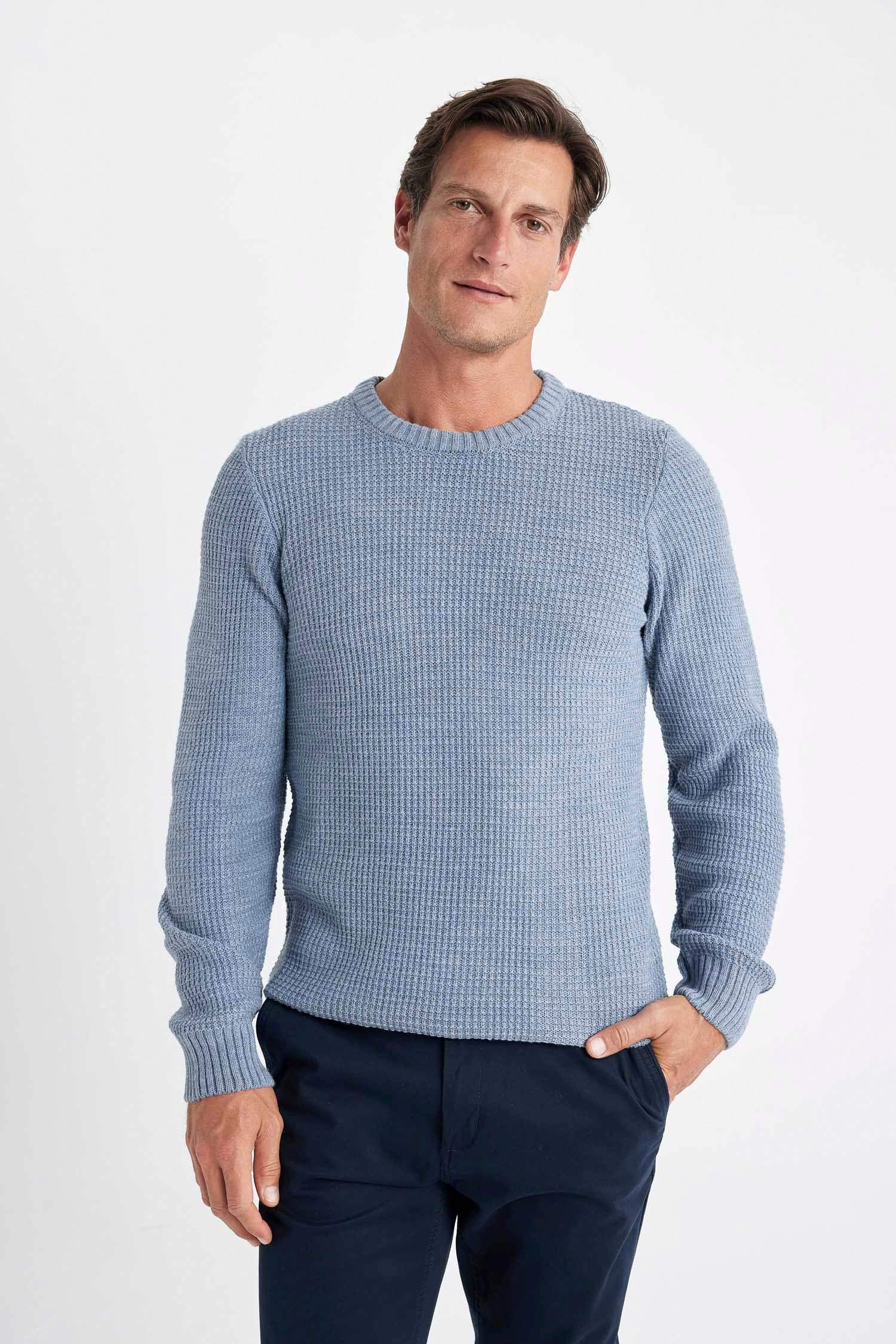 Standard Fit Crew Neck Basic Knitted Pullover