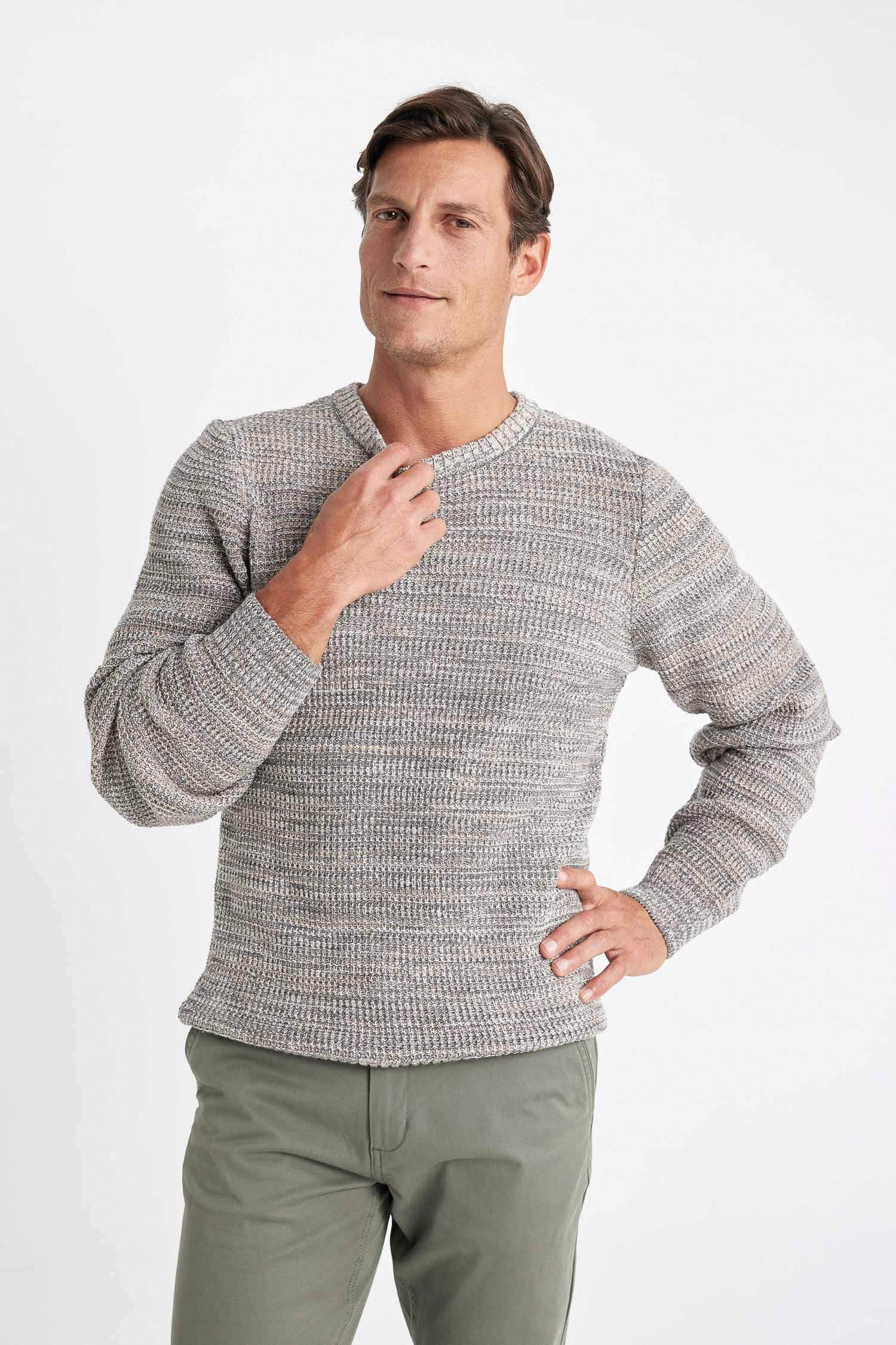 Standard Fit Crew Neck Basic Knitted Pullover