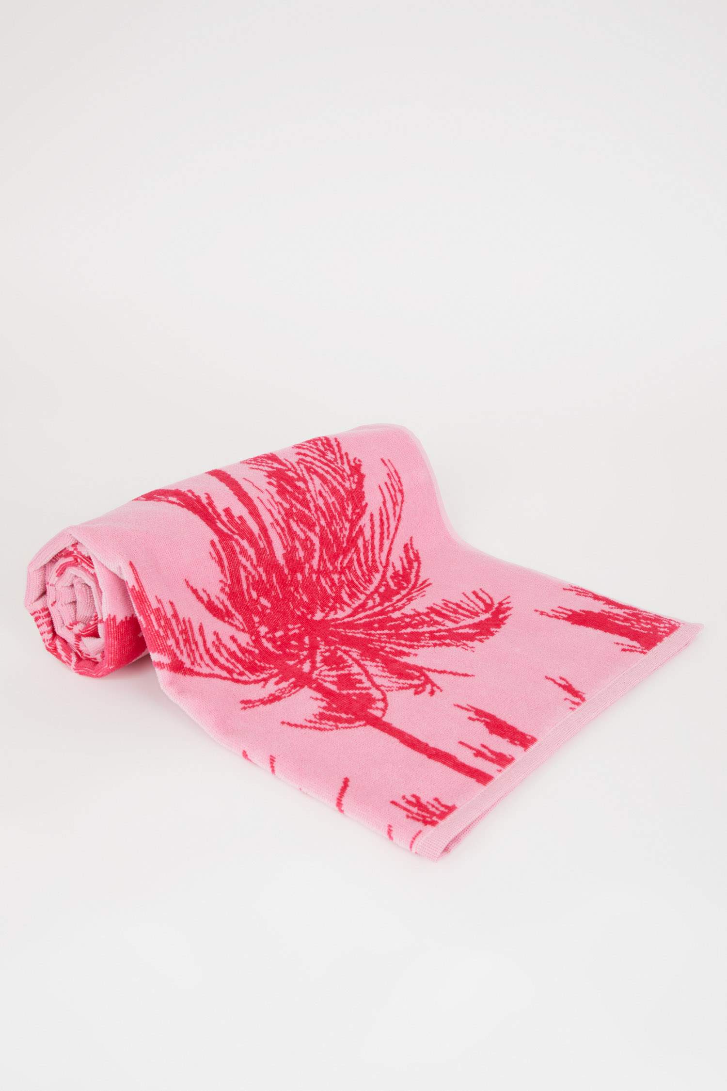 Kadın Palmiye Desenli Pamuklu Plaj Havlusu