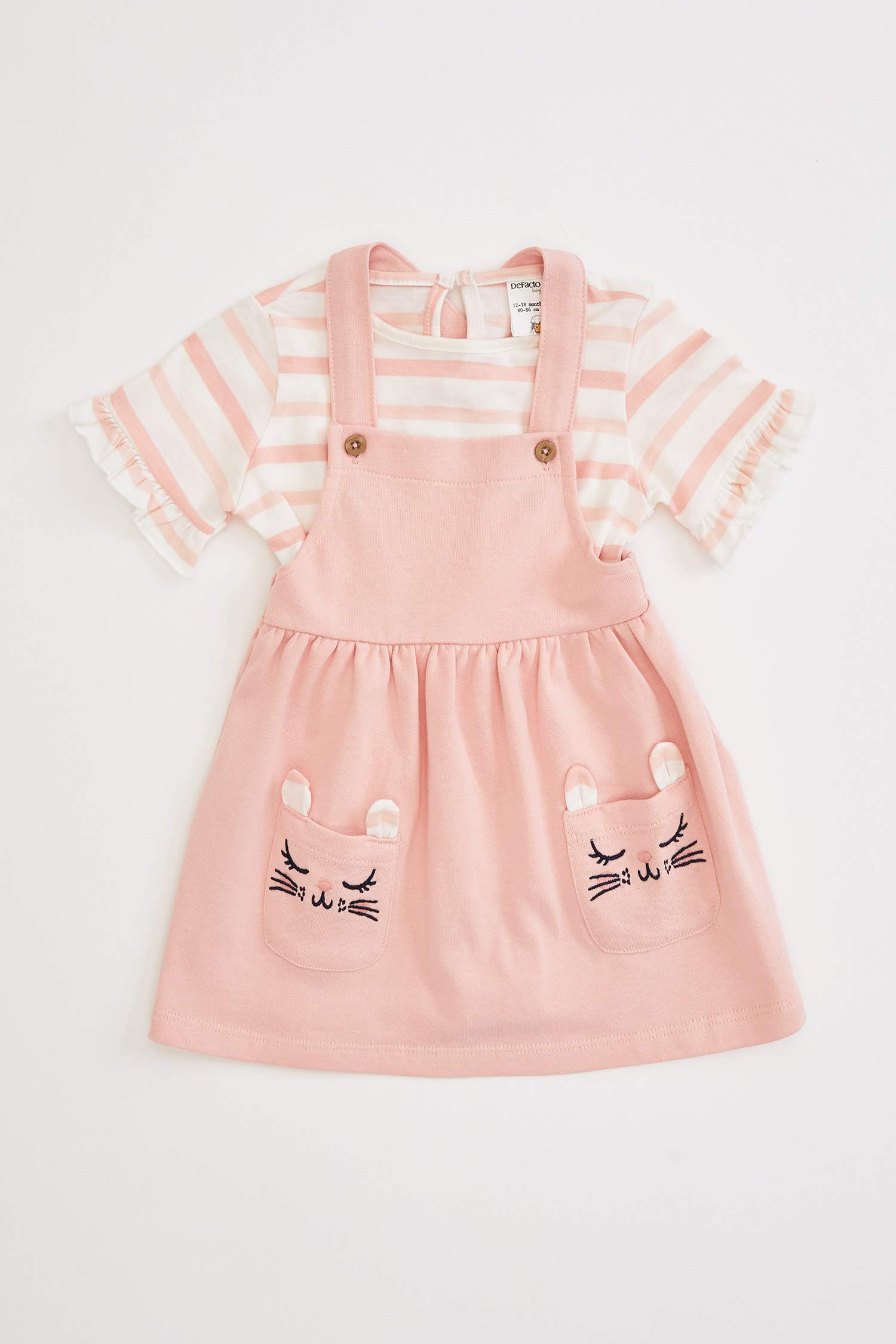 Ekru Kız Bebek Kız Bebek Askılı Elbise Takım 1239478 DeFacto