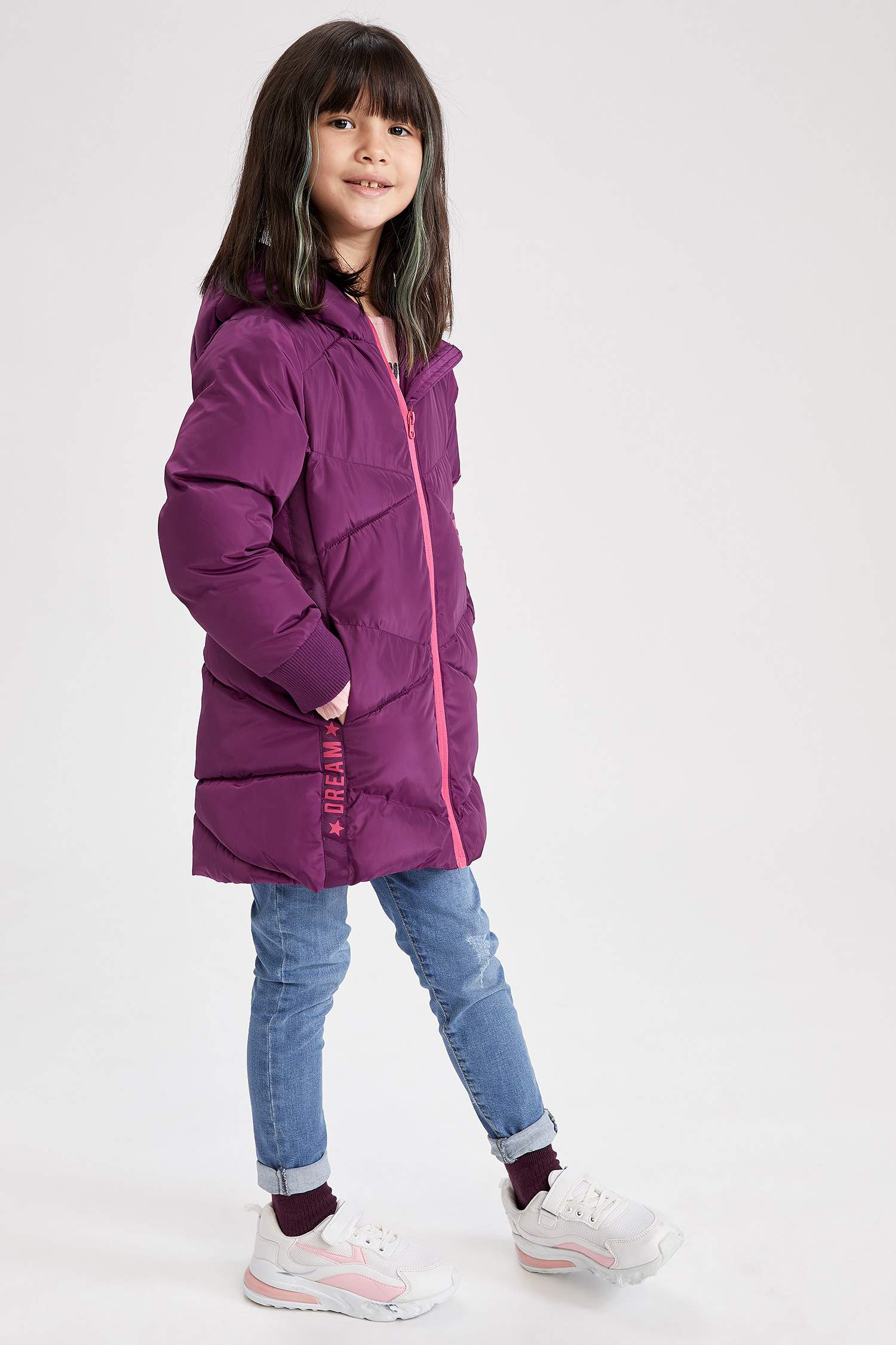 Purple GIRLS & TEENS Girl Longline Hooded Parka 1493401 | DeFacto