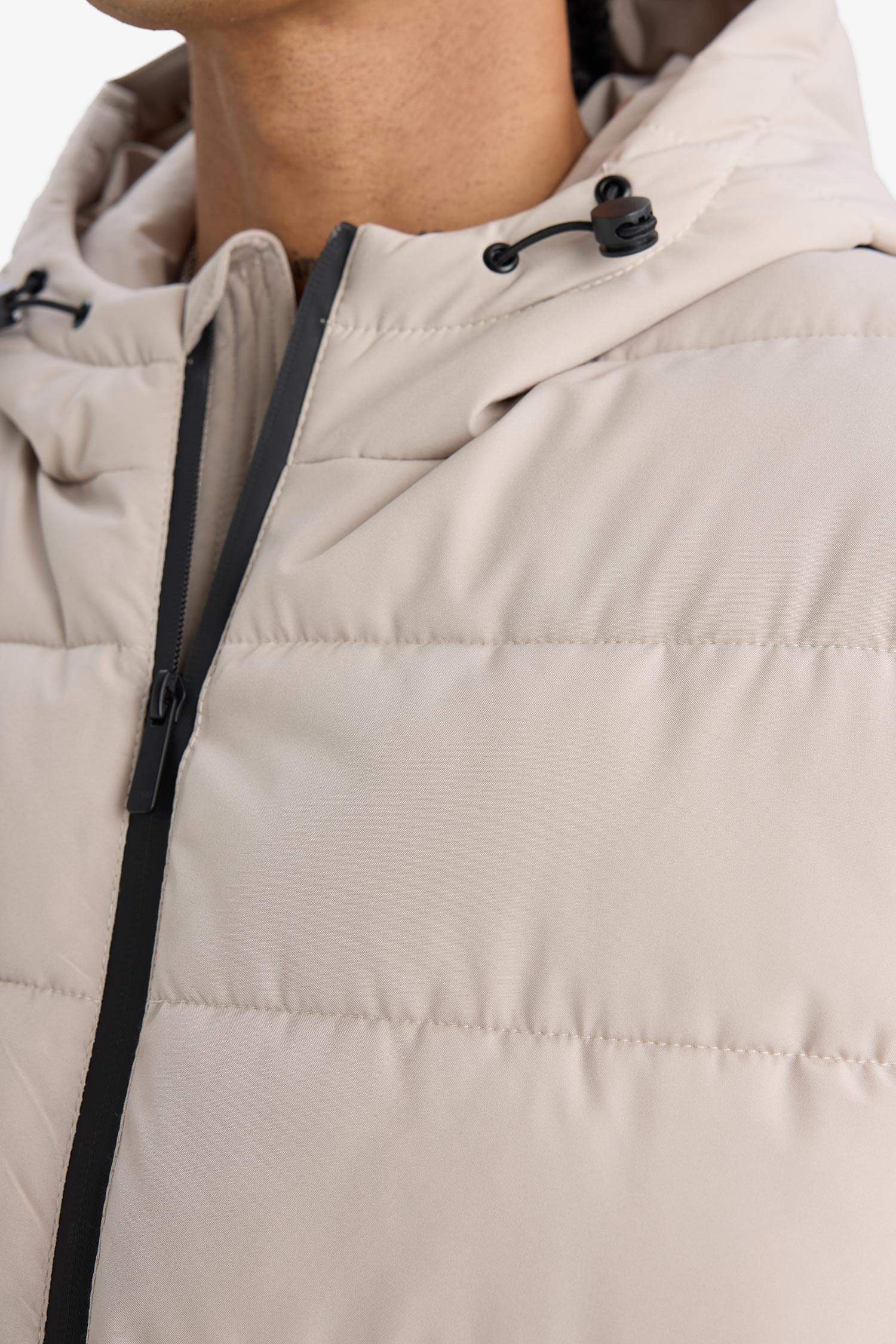 Slim Fit Lined Hooded Zippered Padded Waterproof Jacket