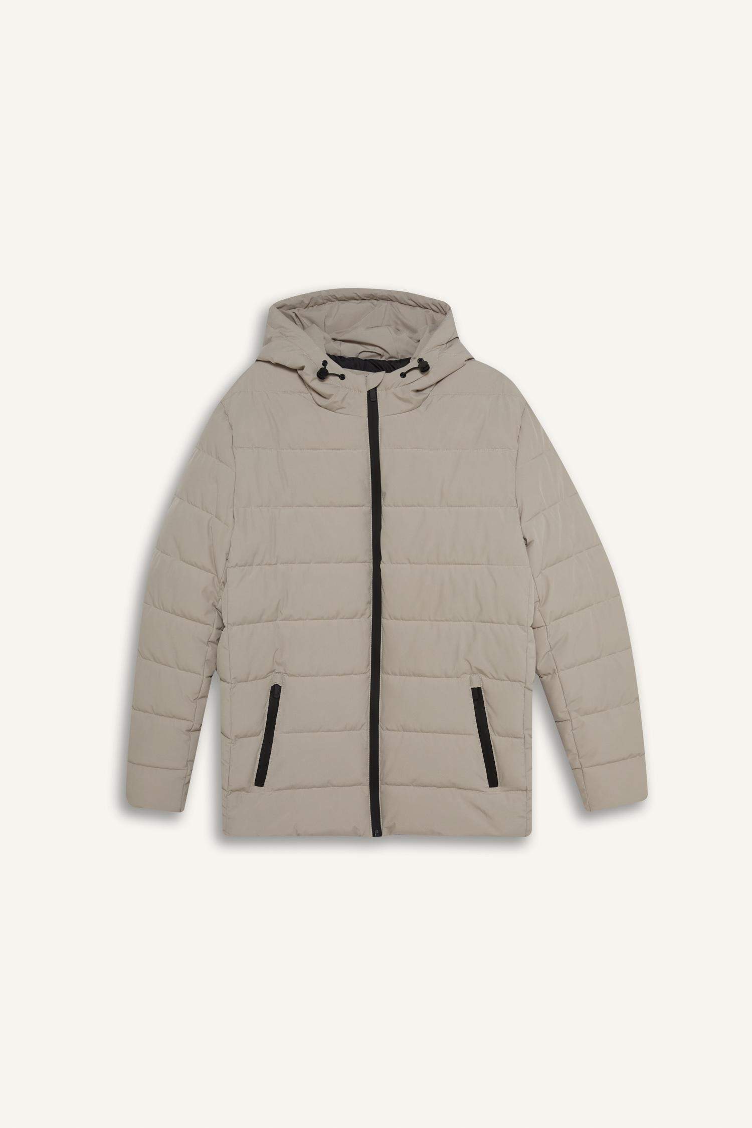 Slim Fit Lined Hooded Zippered Padded Waterproof Jacket