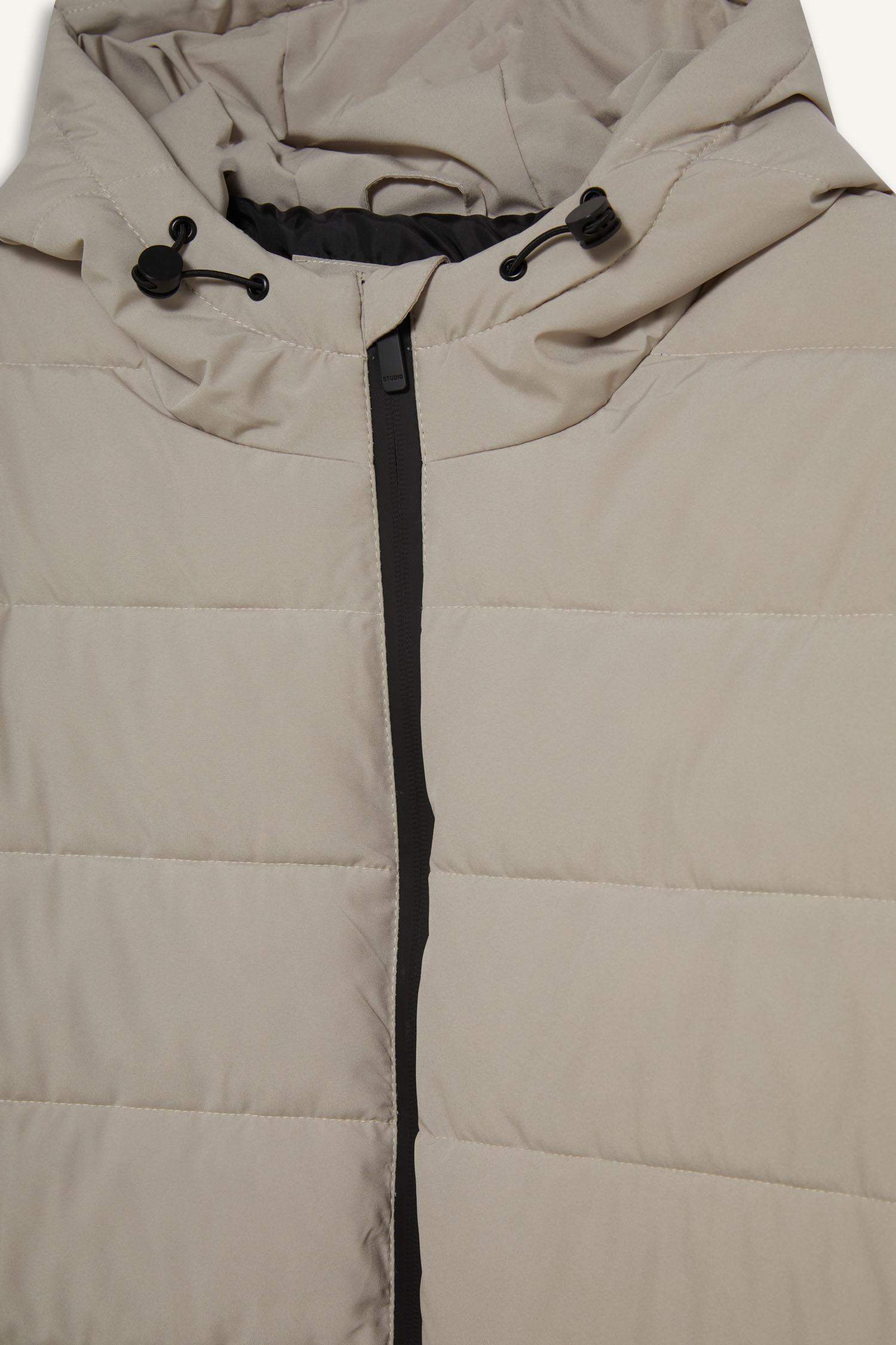 Slim Fit Lined Hooded Zippered Padded Waterproof Jacket