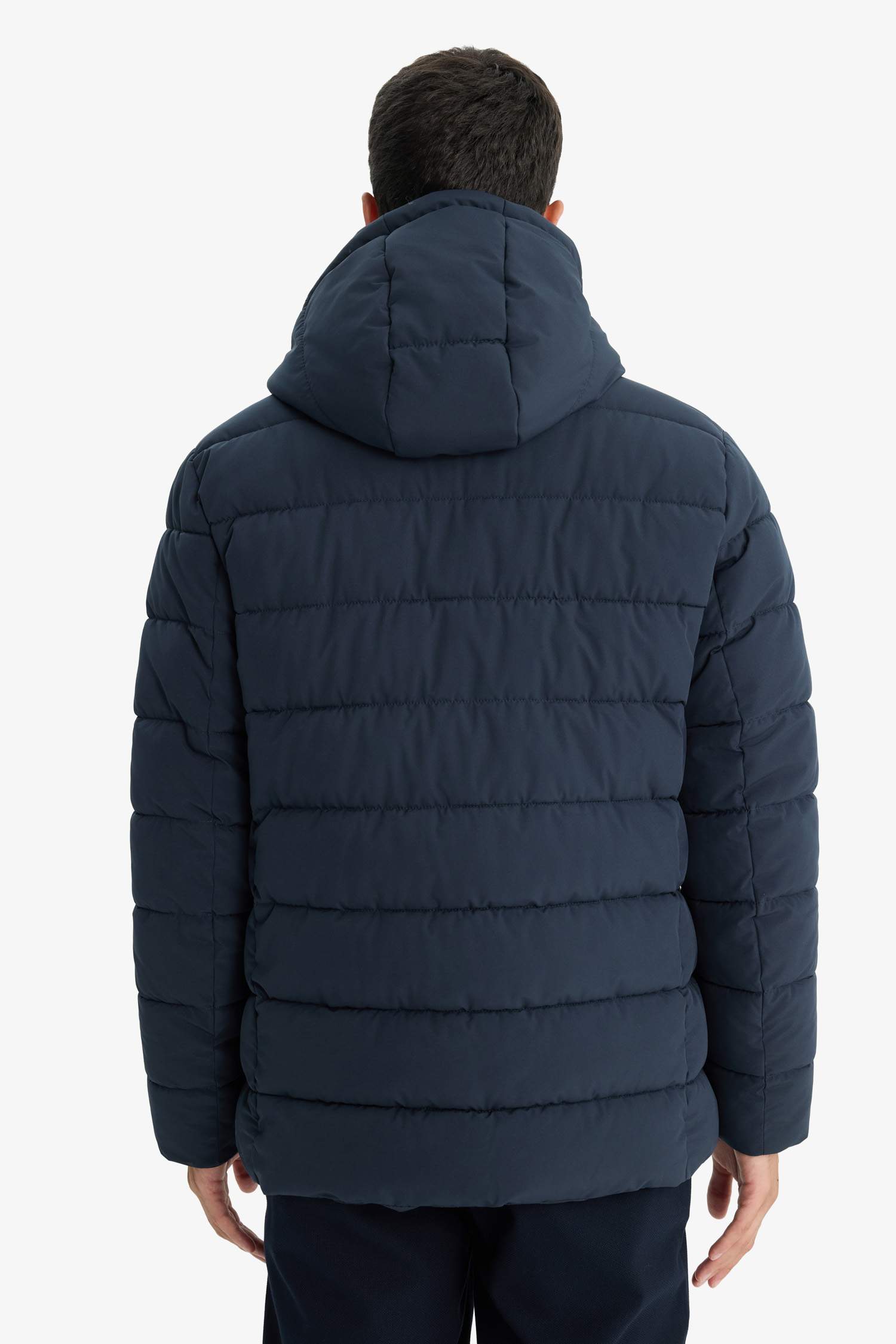 Slim Fit Lined Hooded Zippered Padded Waterproof Jacket