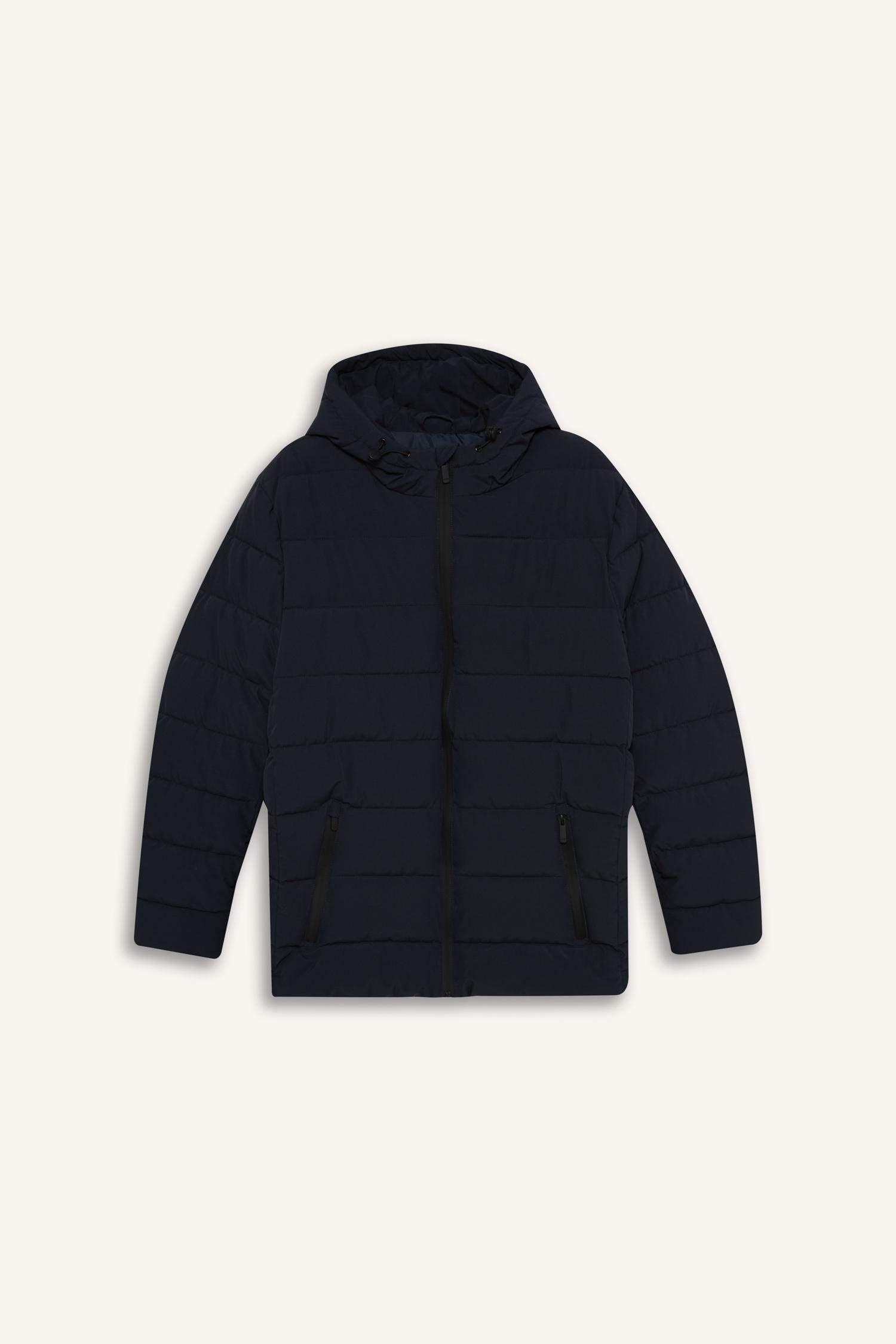 Slim Fit Lined Hooded Zippered Padded Waterproof Jacket