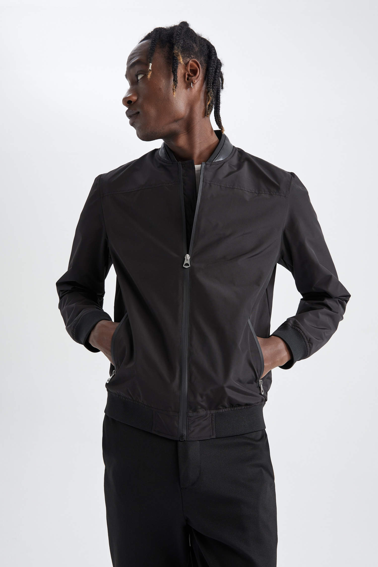 Black MEN Slim Fit Coat 2456211 | DeFacto
