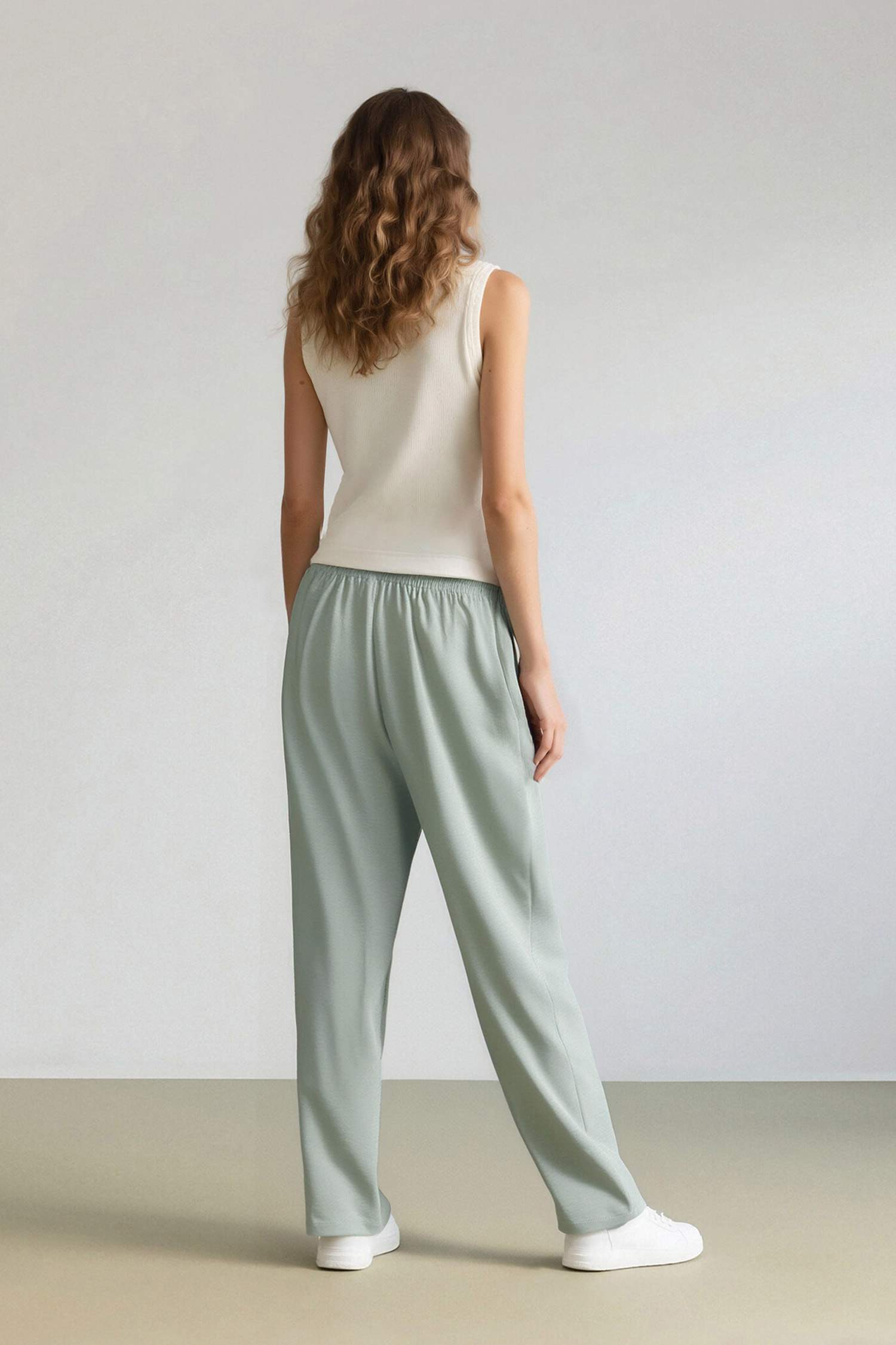 Linen Look Pocketed High Waist Straight Leg Joggers