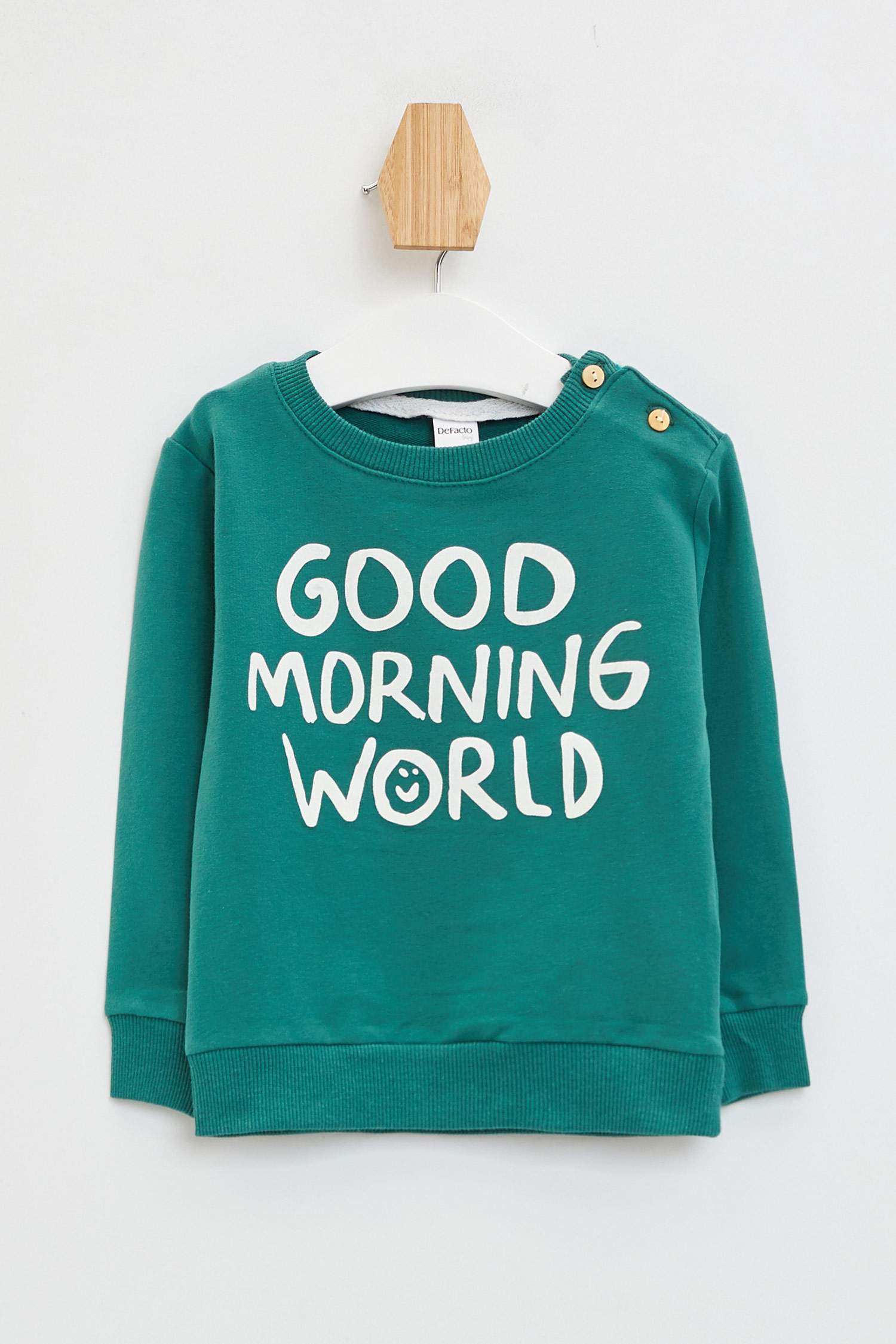 Defacto Erkek Bebek Yazı Baskılı Sweatshirt. 1