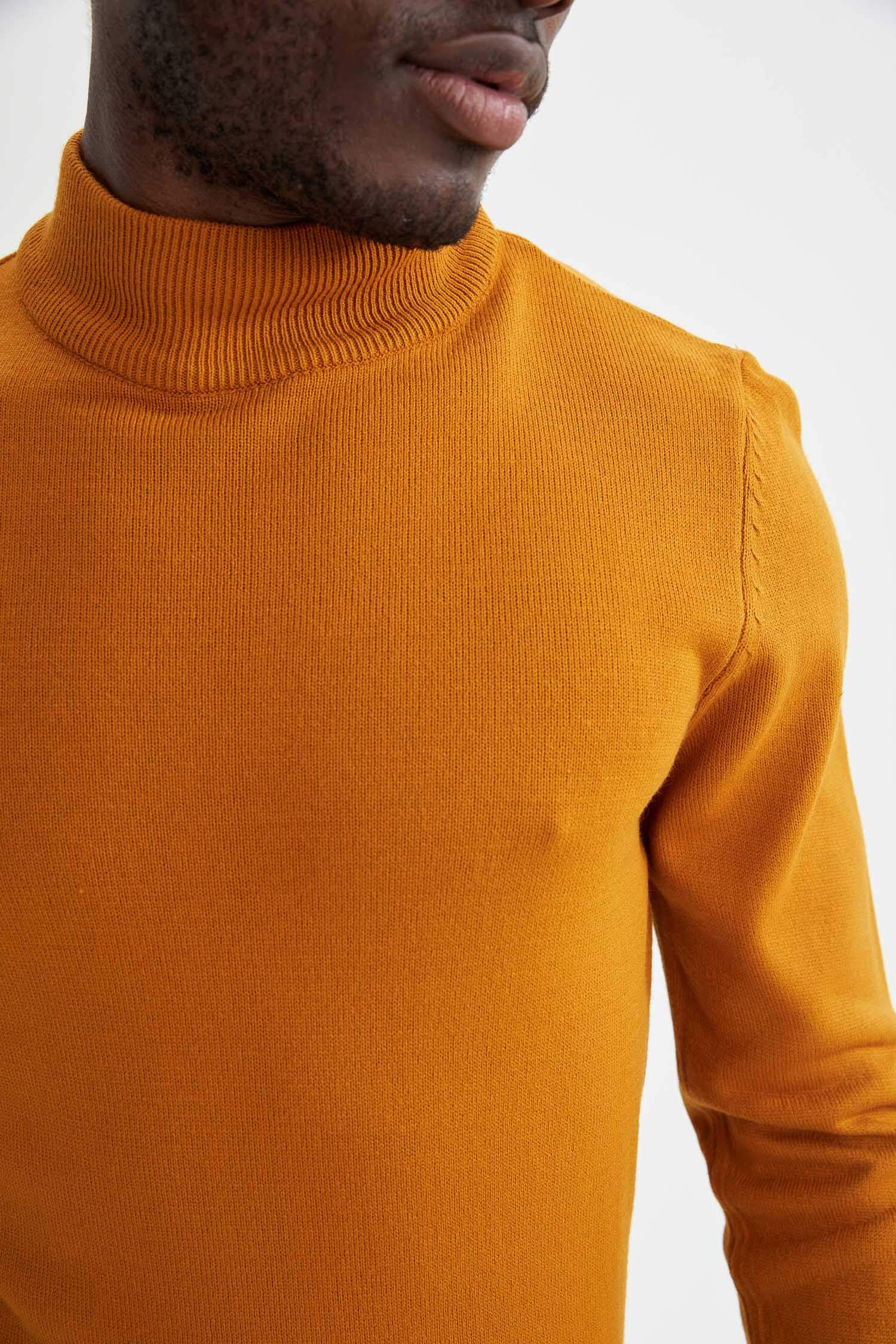 mens mustard roll neck jumper