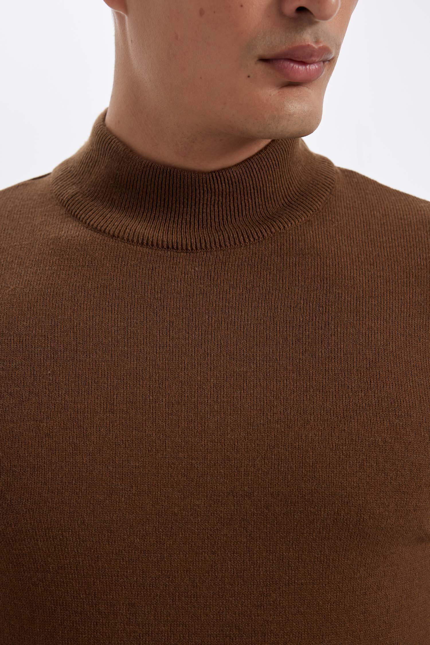 Slim Fit Half Turtleneck Basic Knitted Pullover