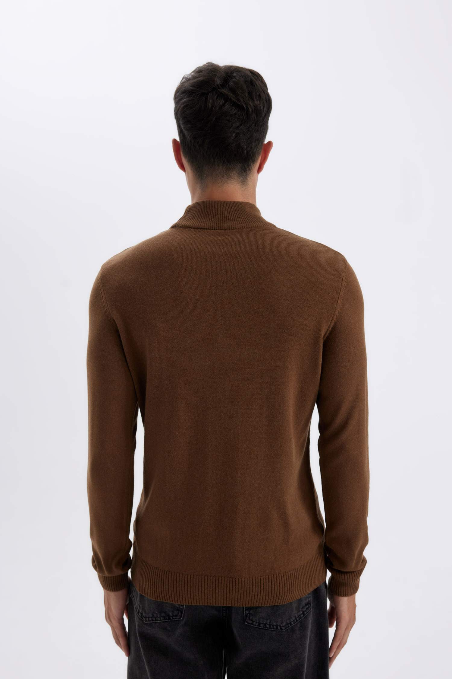 Slim Fit Half Turtleneck Basic Knitted Pullover