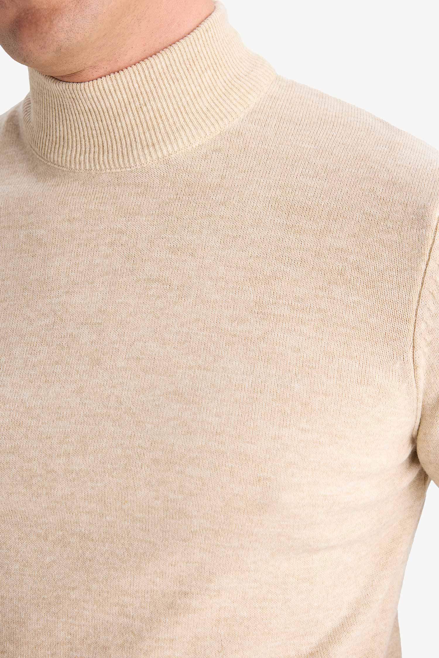 Slim Fit Turtleneck Basic Knit Pullover