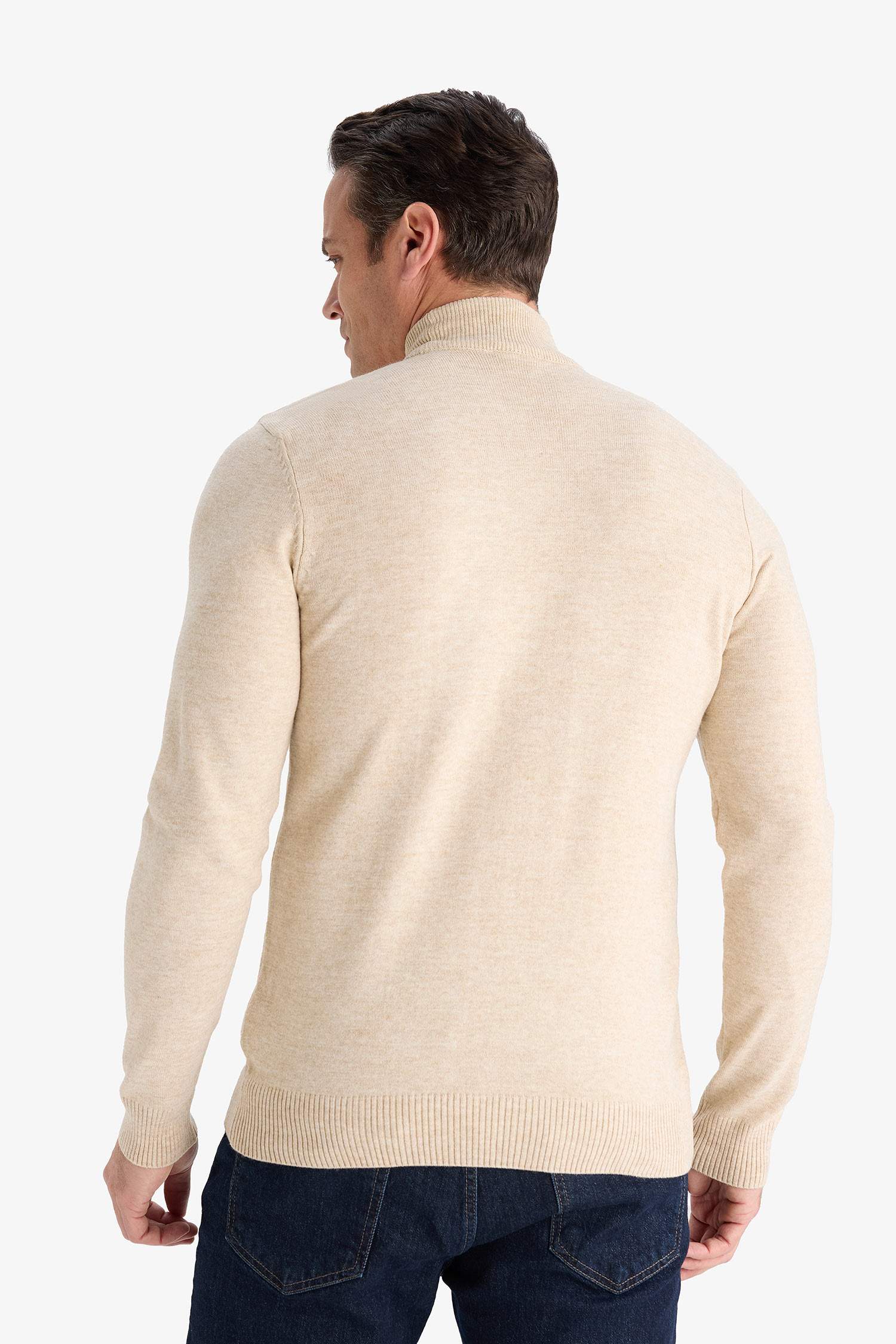 Slim Fit Turtleneck Basic Knit Pullover