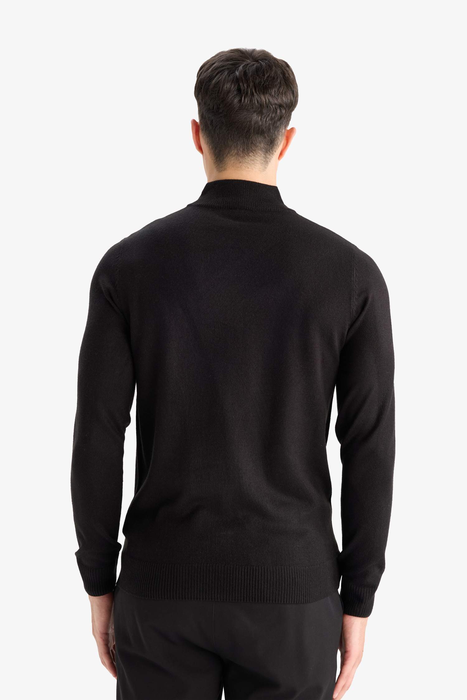 Slim Fit Dar Kesim Balıkçı Yaka Basic Düz Triko Kazak