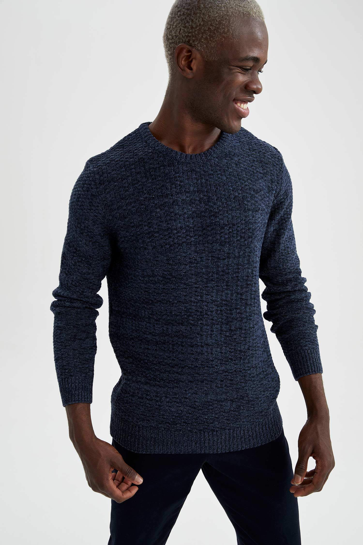 slim fit crew neck sweater