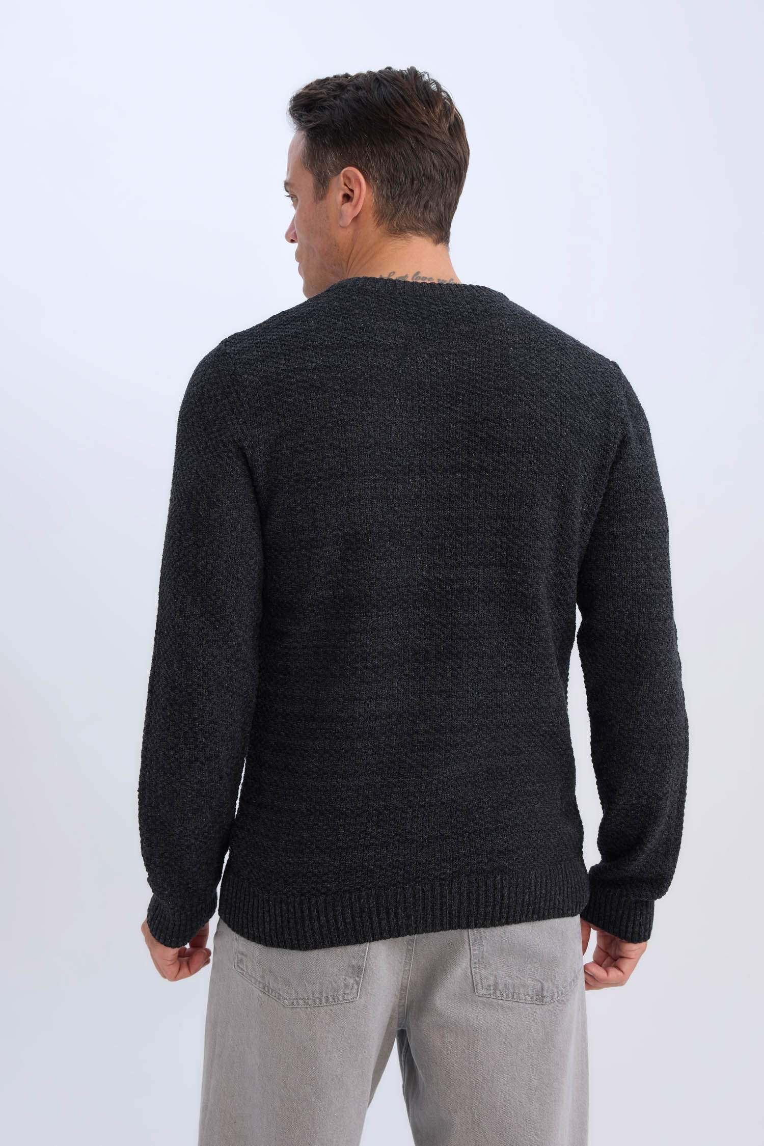 стандарт пішім дөңгелек жаға трикотаж Пулловер