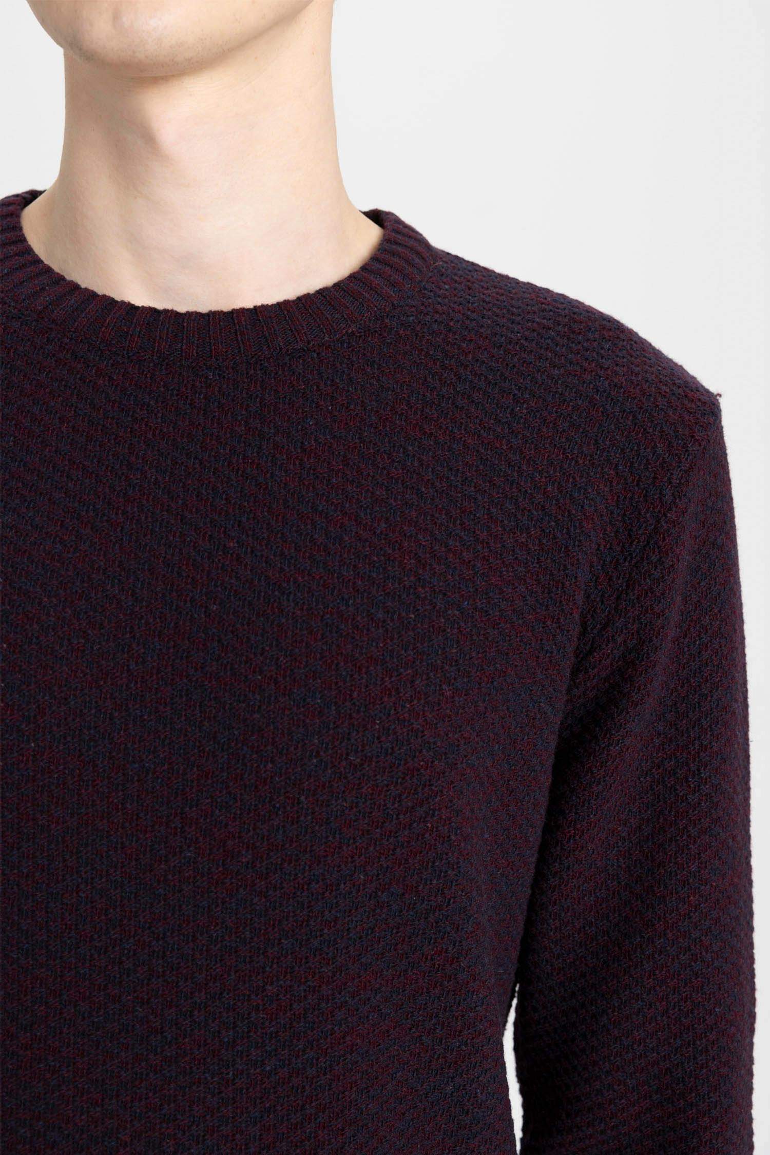 Standart Fit Normal Kesim Bisiklet Yaka Dokulu Basic Düz Triko Kazak