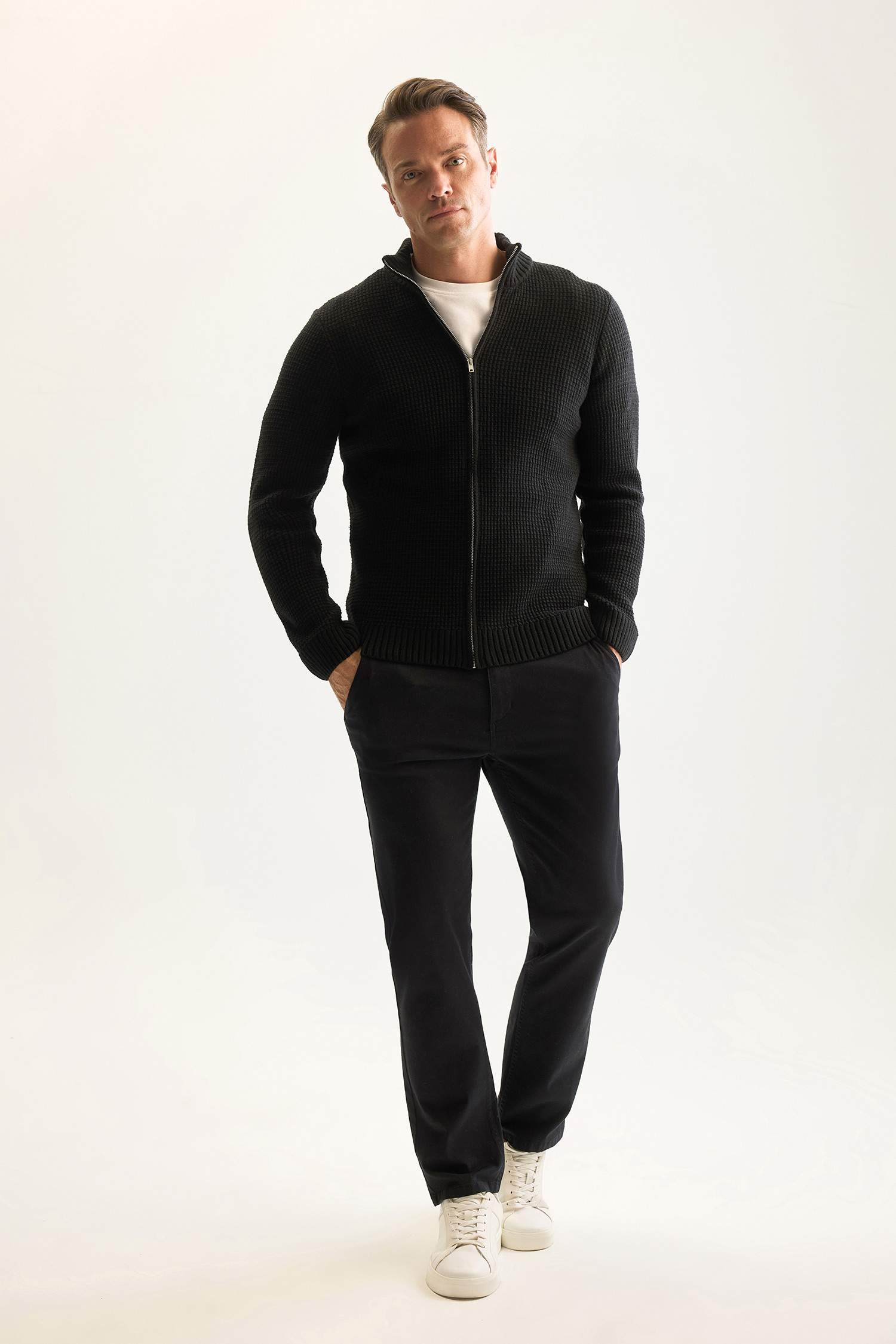 Standard Fit Half Turtleneck Knitwear Cardigan