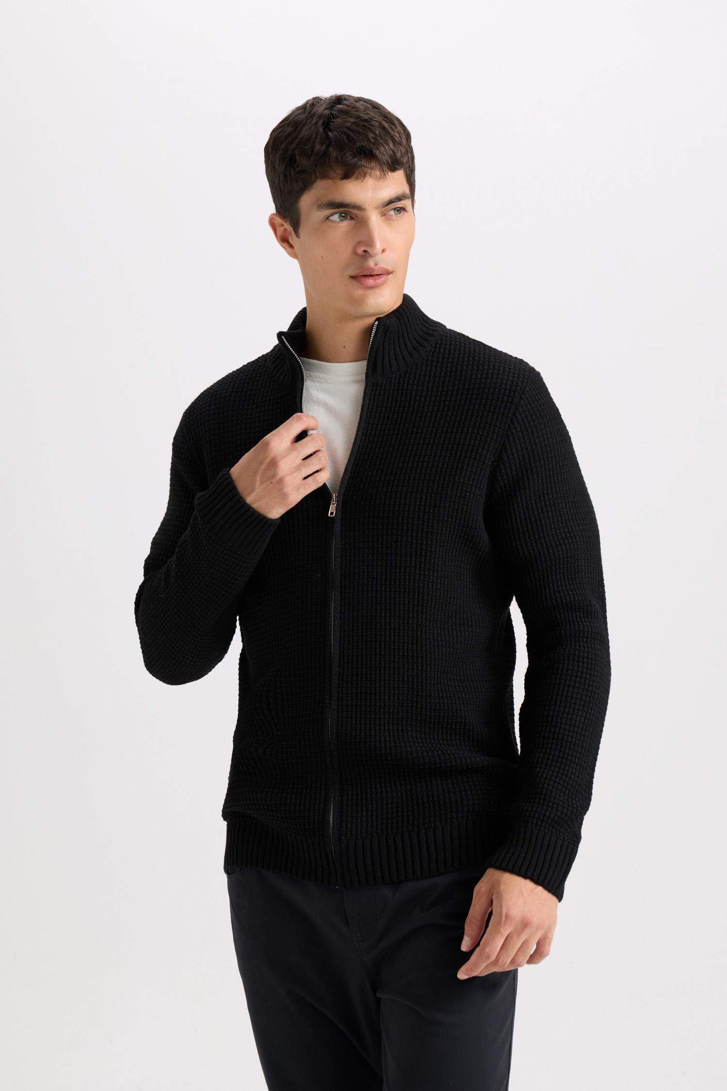 Standard Fit Half Turtleneck Knitwear Cardigan
