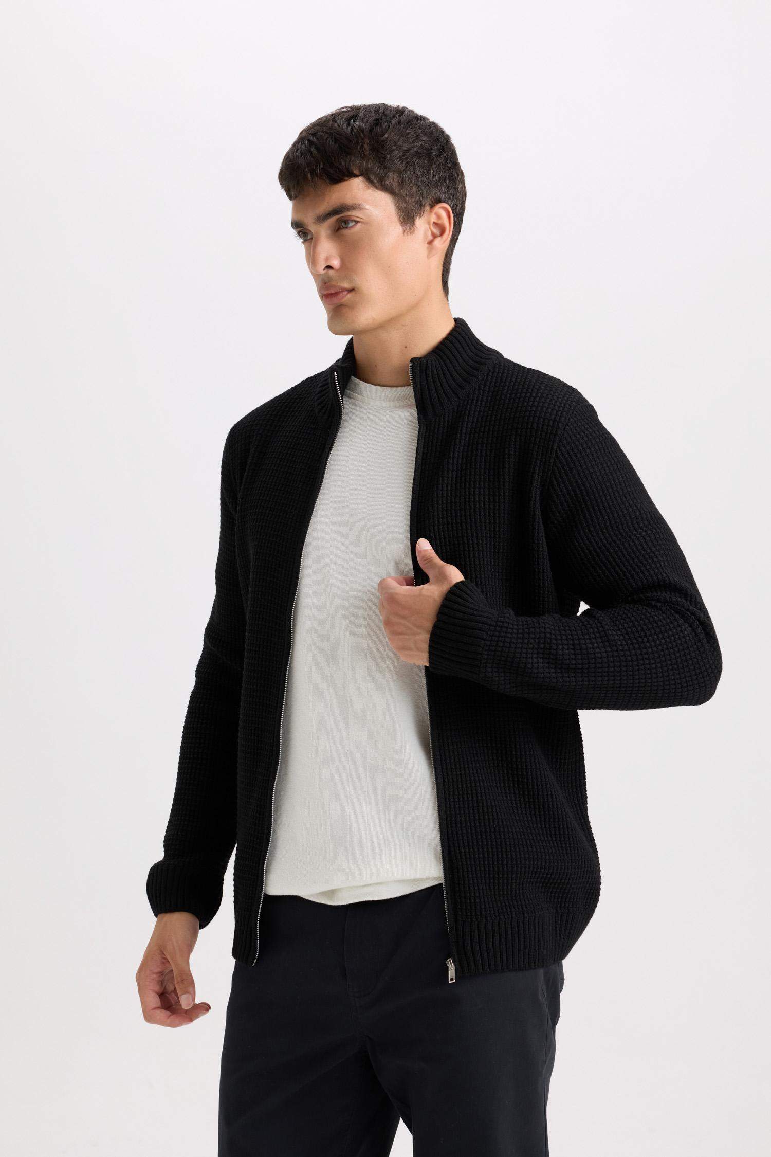 Standard Fit Half Turtleneck Knitwear Cardigan