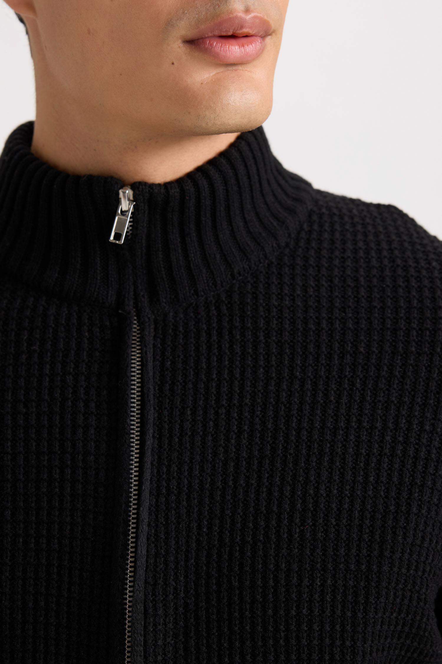Standard Fit Half Turtleneck Knitwear Cardigan