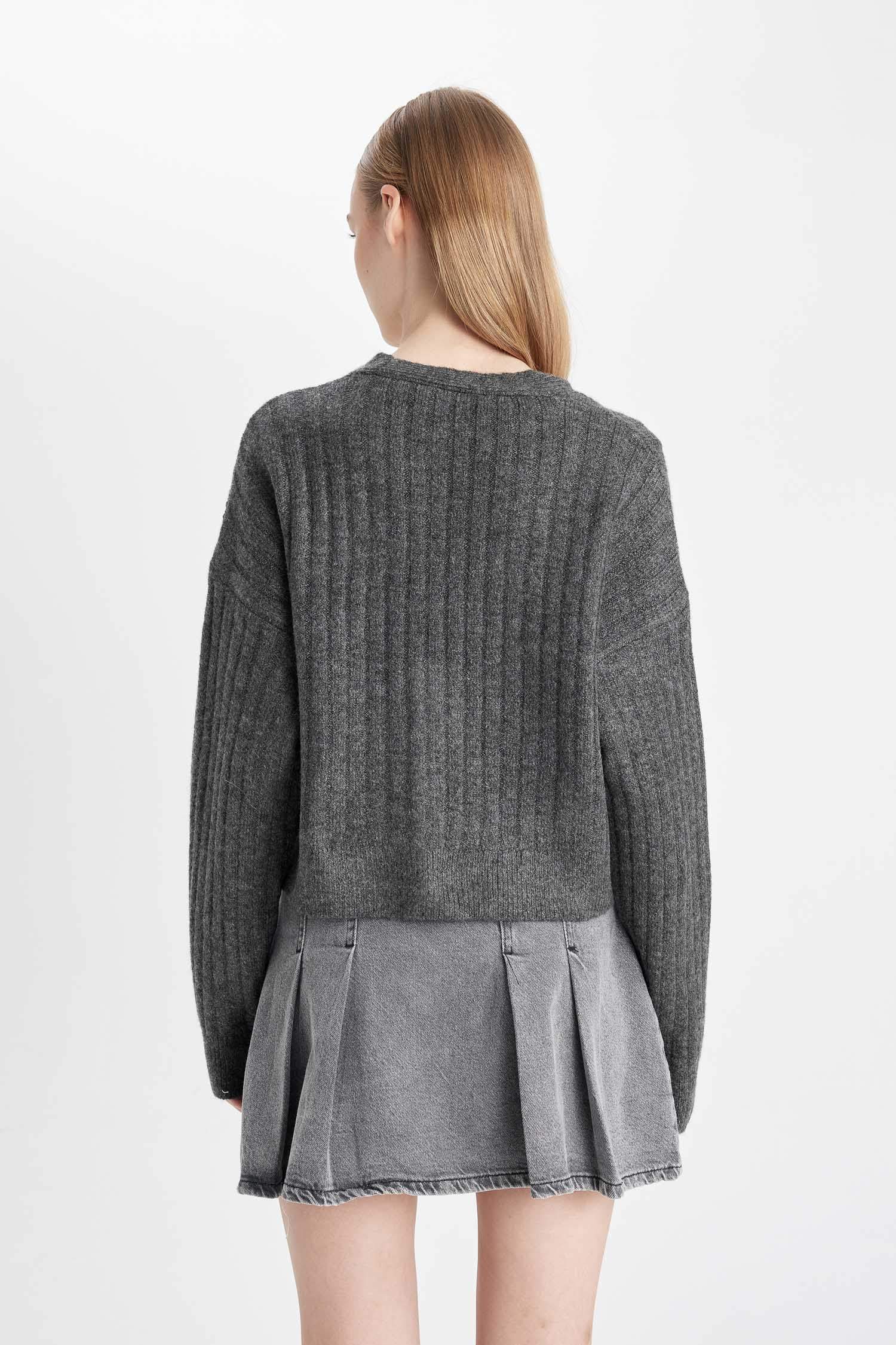 қалыпты пішім v жаға трикотаж Кардиган