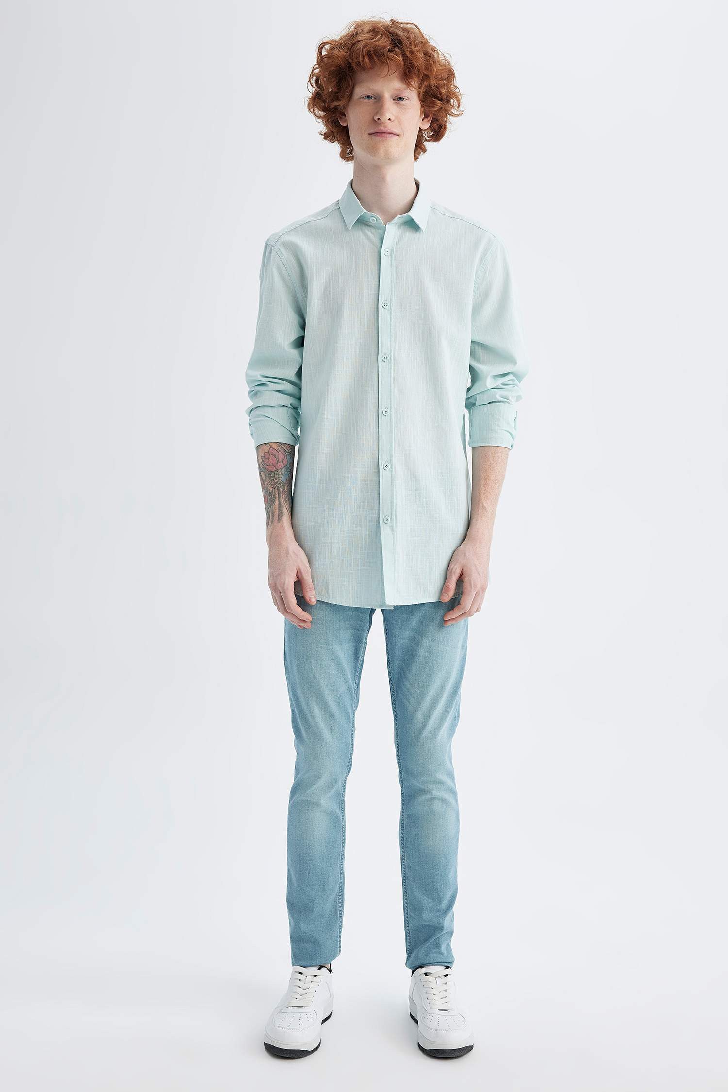 слим пішімі Ұзын жеңді көйлек