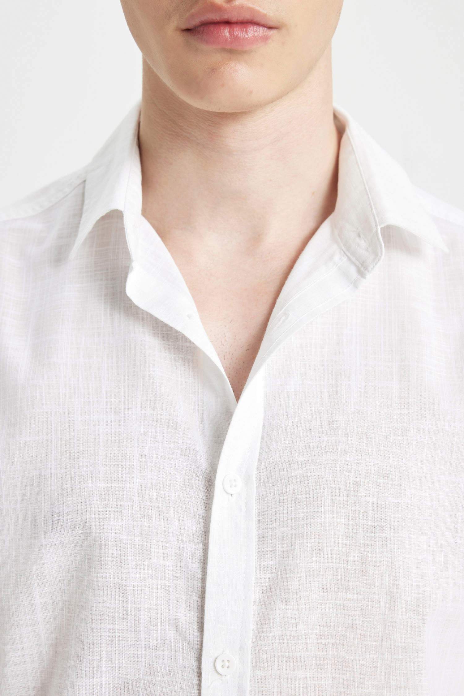 Chemise slim en coton à manches longues