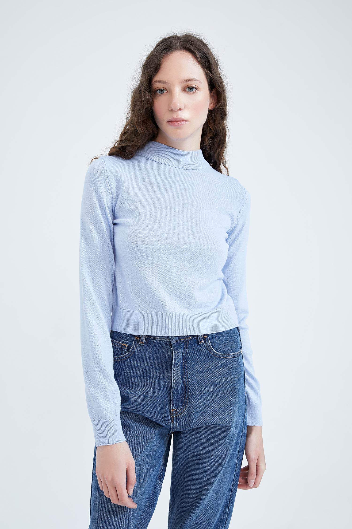 слим пішімі ұзартылған жаға Пулловер