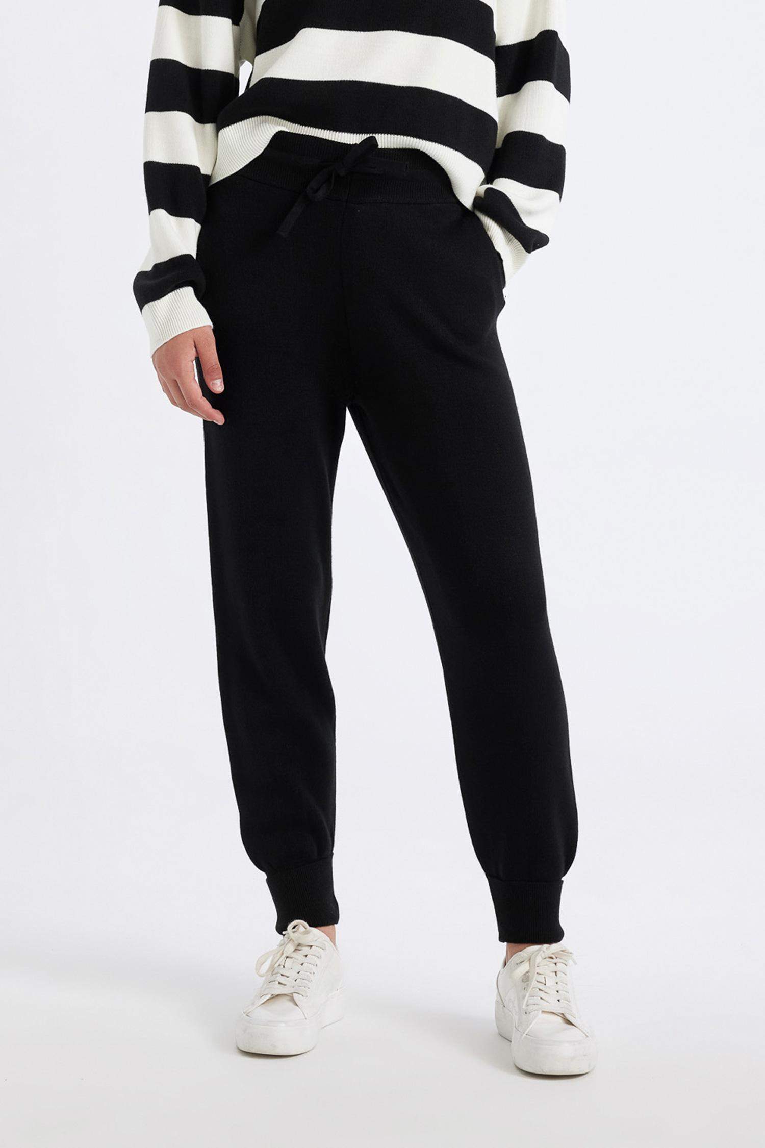 Jogger Triko Pantolon Cepli Basic Düz Beli Lastik Bağcıklı