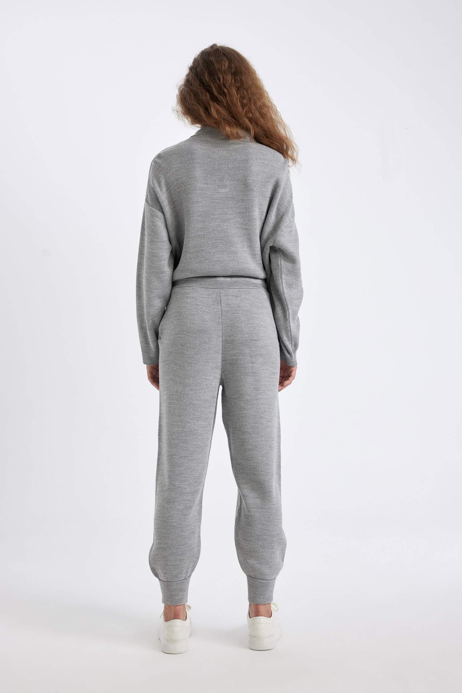 Jogger Triko Pantolon Cepli Basic Düz Beli Lastik Bağcıklı