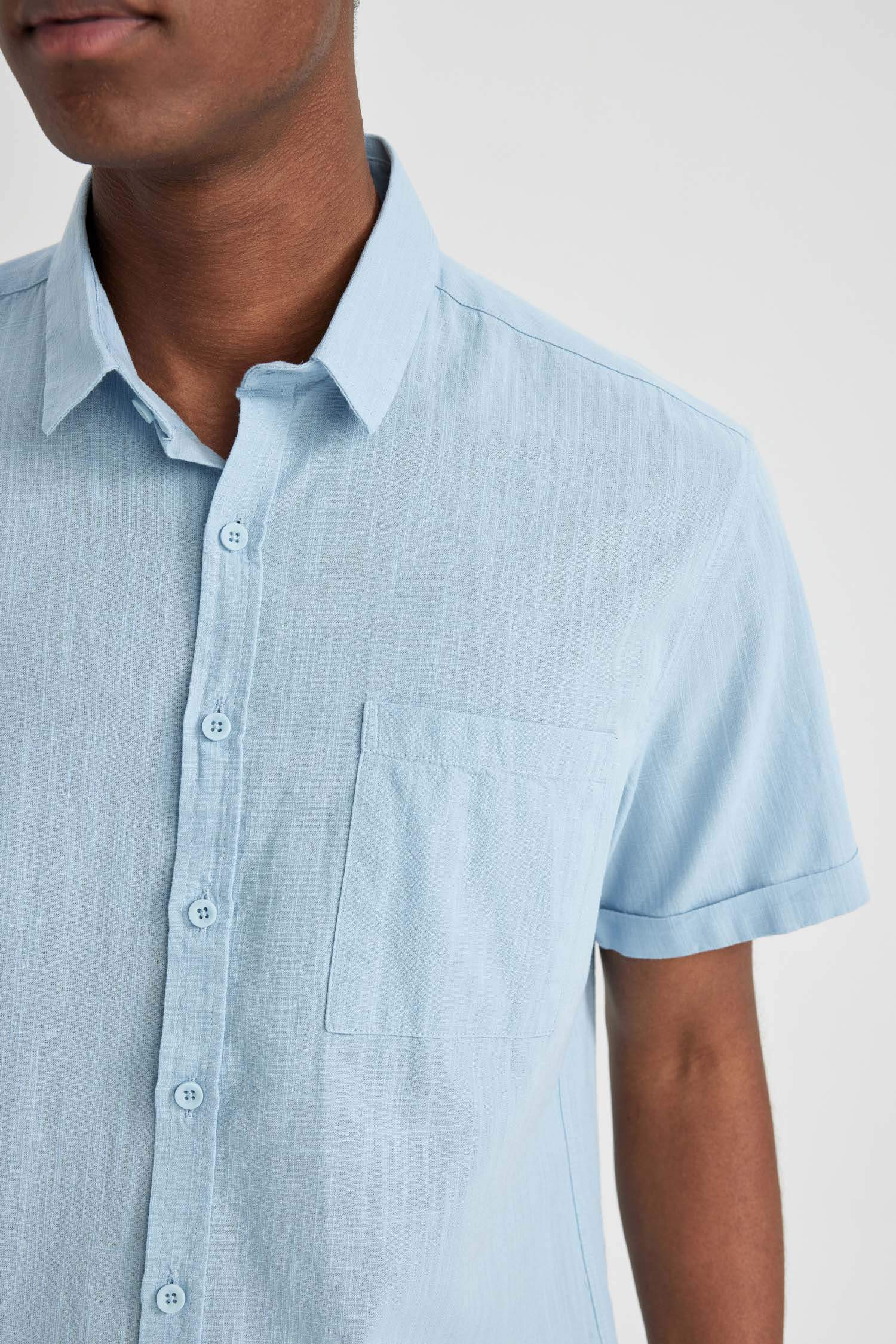 Slim Fit Polo Neck Short Sleeve Shirt