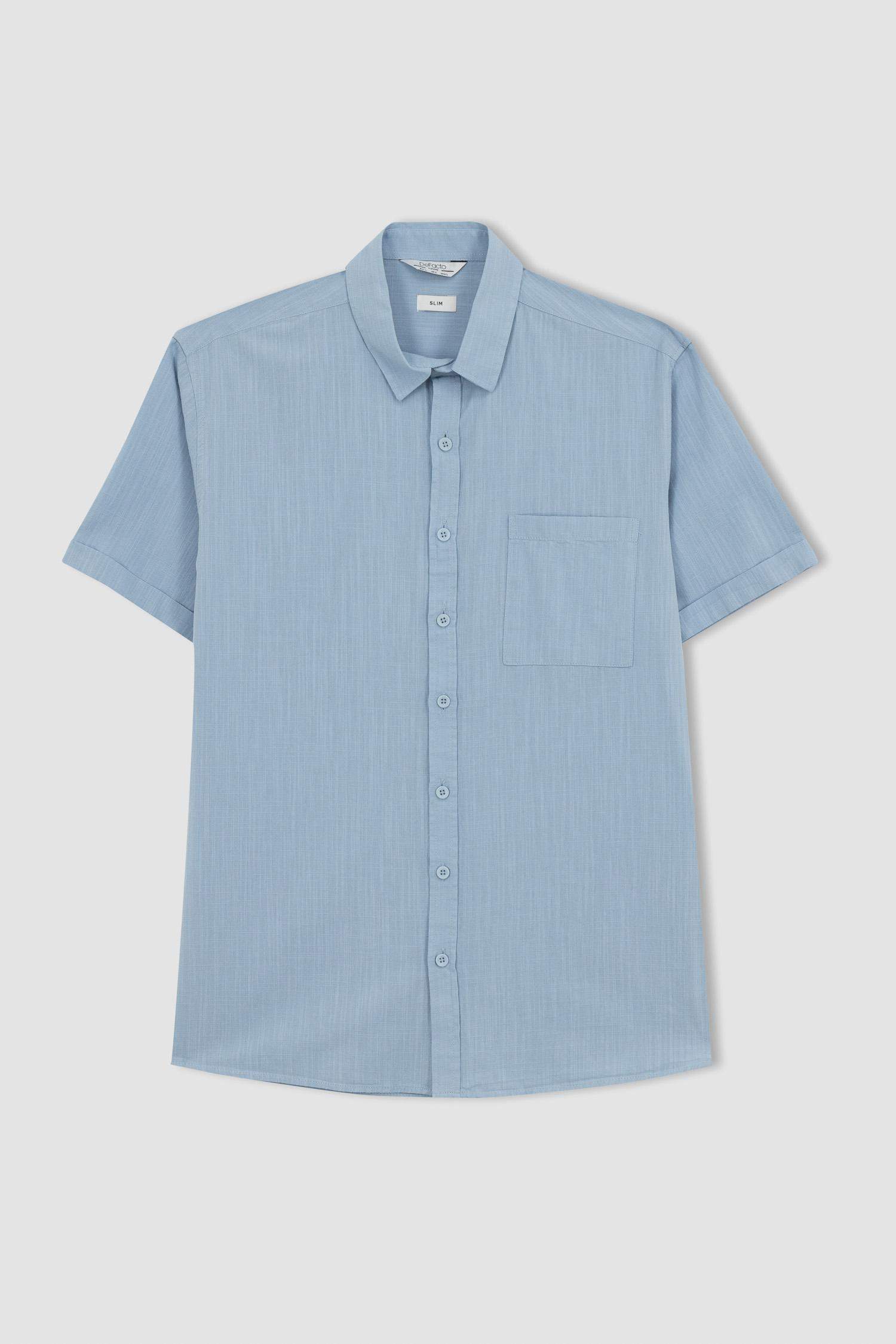 Slim Fit Polo Neck Short Sleeve Shirt