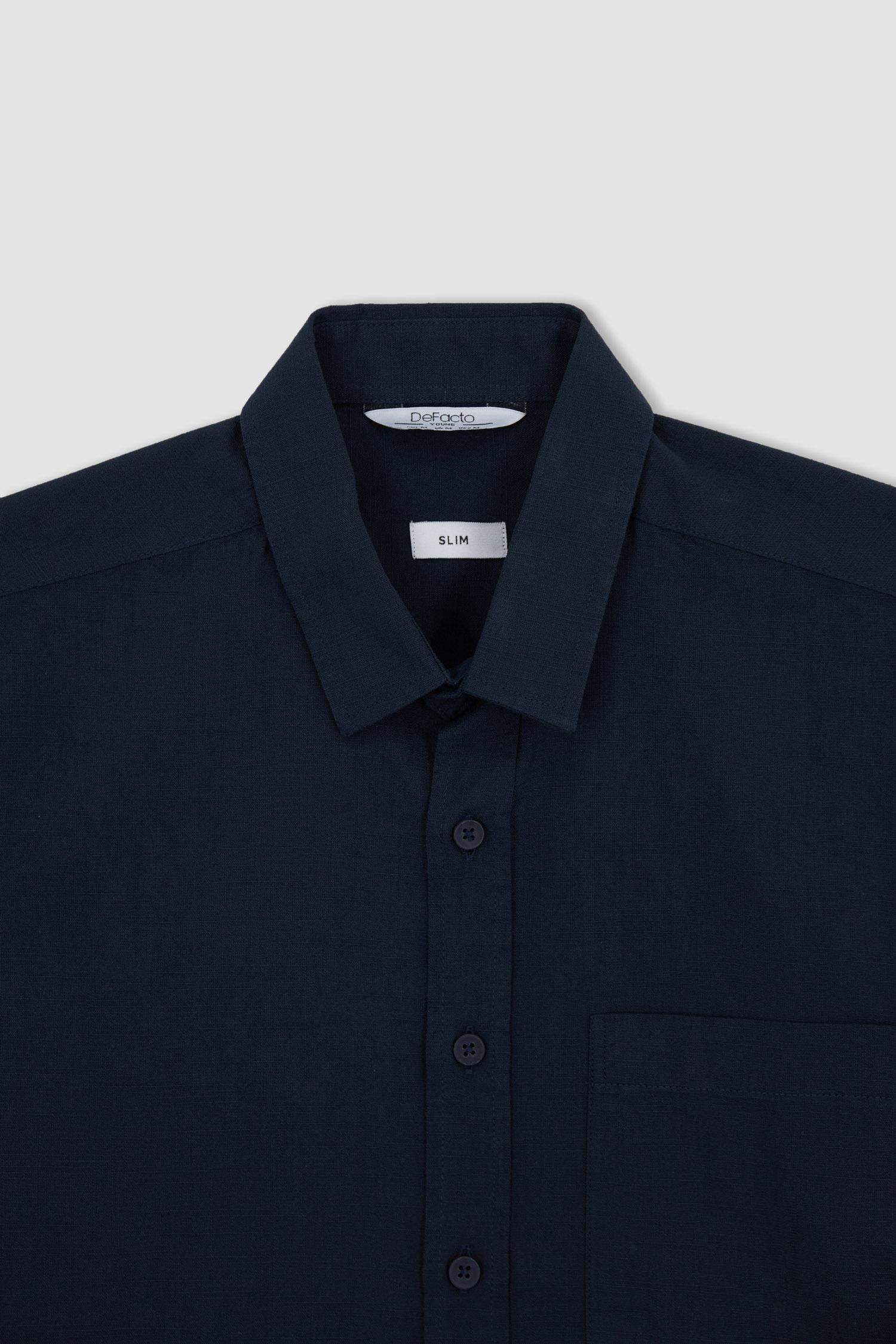 Slim Fit Polo Neck Short Sleeve Shirt