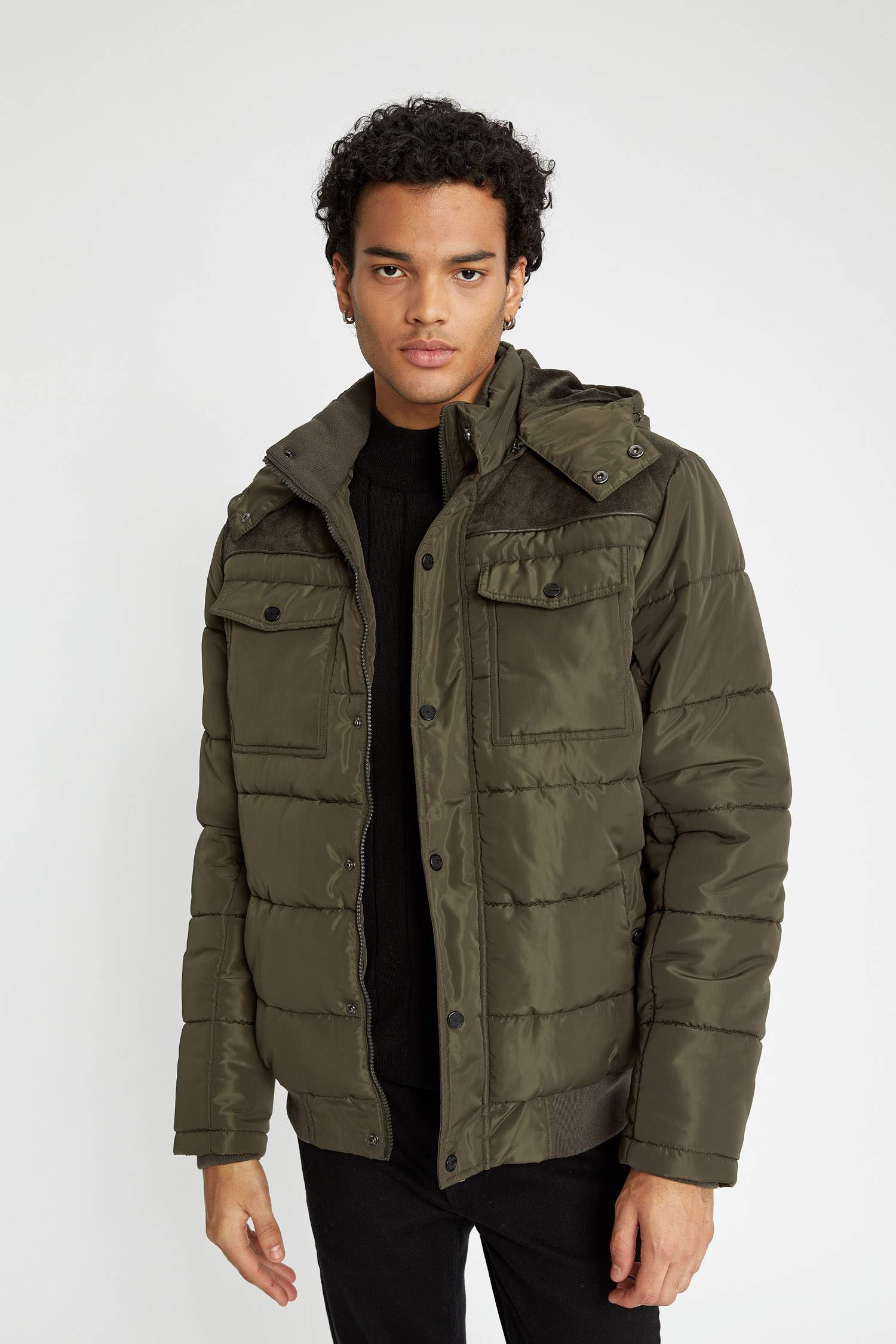 Slim Fit Çıkarılabilir Kapüşonlu Polar Astarlı Isı Yalıtımlı Suni Kürklü Kalın Mont