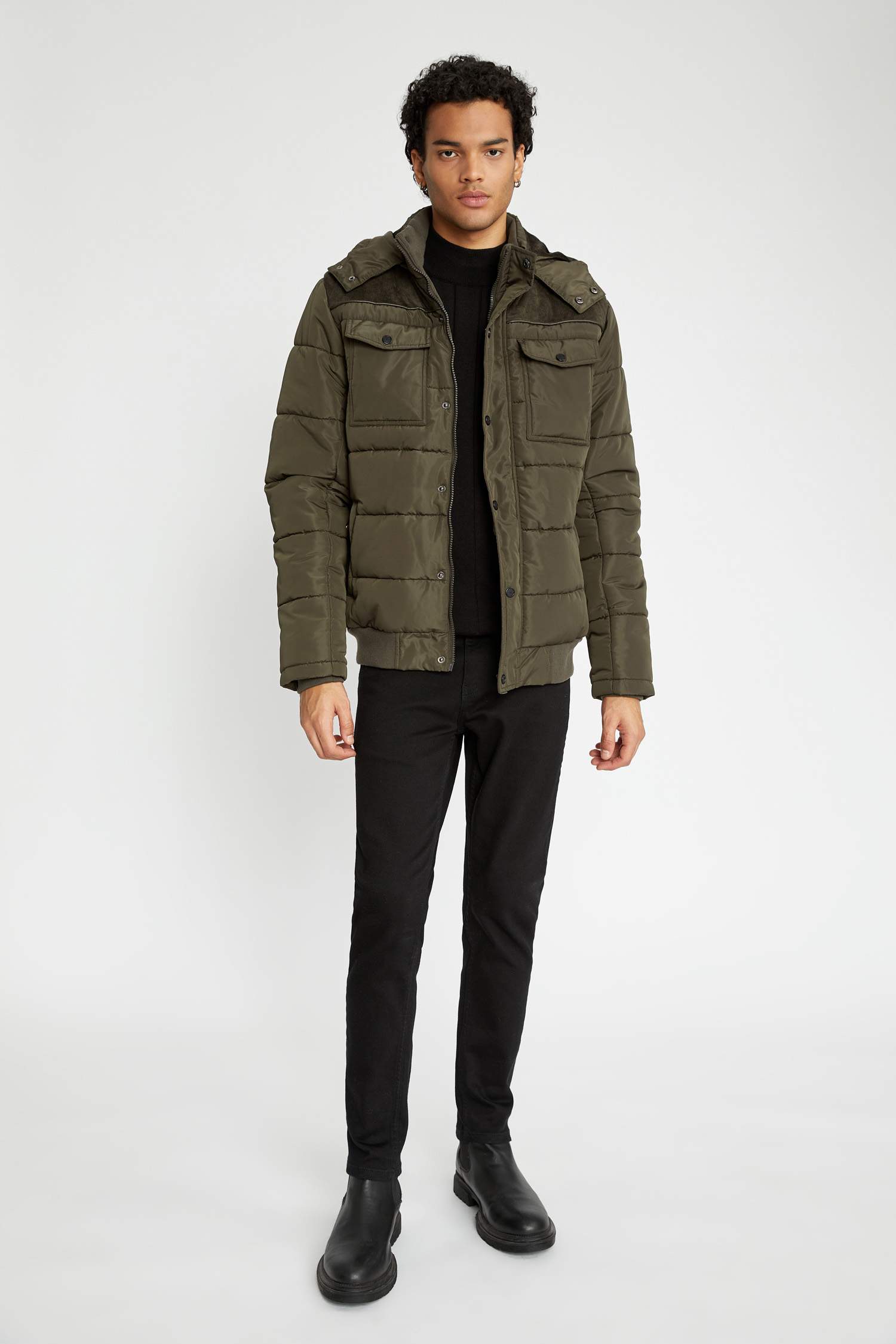 Slim Fit Çıkarılabilir Kapüşonlu Polar Astarlı Isı Yalıtımlı Suni Kürklü Kalın Mont