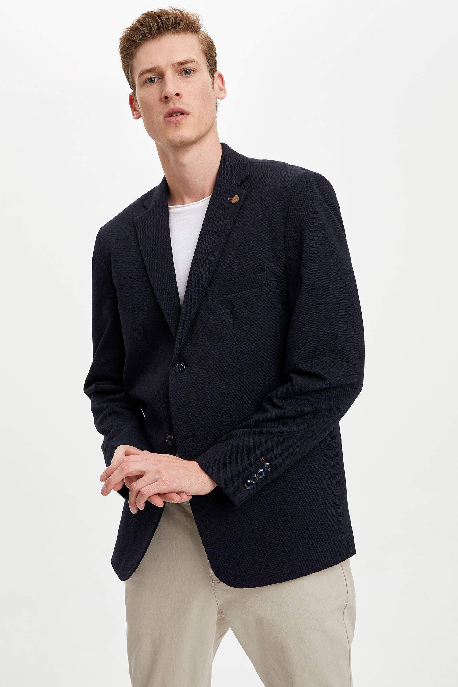 Navy MAN Regular Fit Basic Blazer Jacket 1183010 | DeFacto