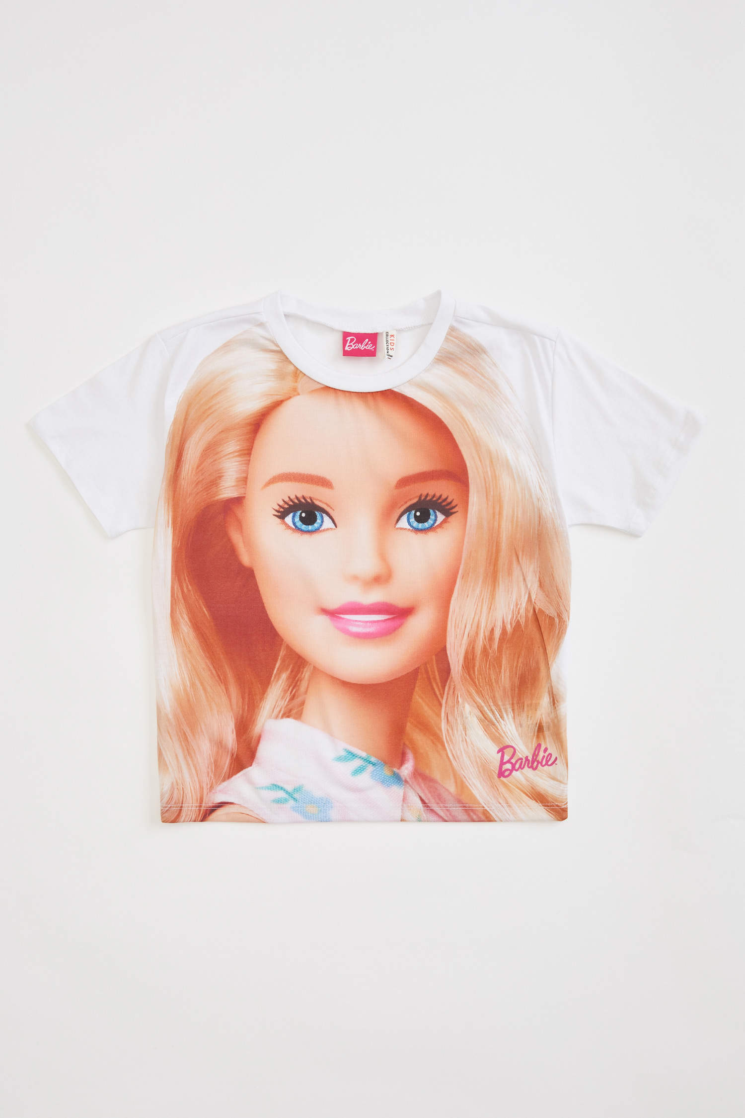 Defacto Kız Çocuk Barbie Lisanslı Crop Kısa Kollu Tişört. 1
