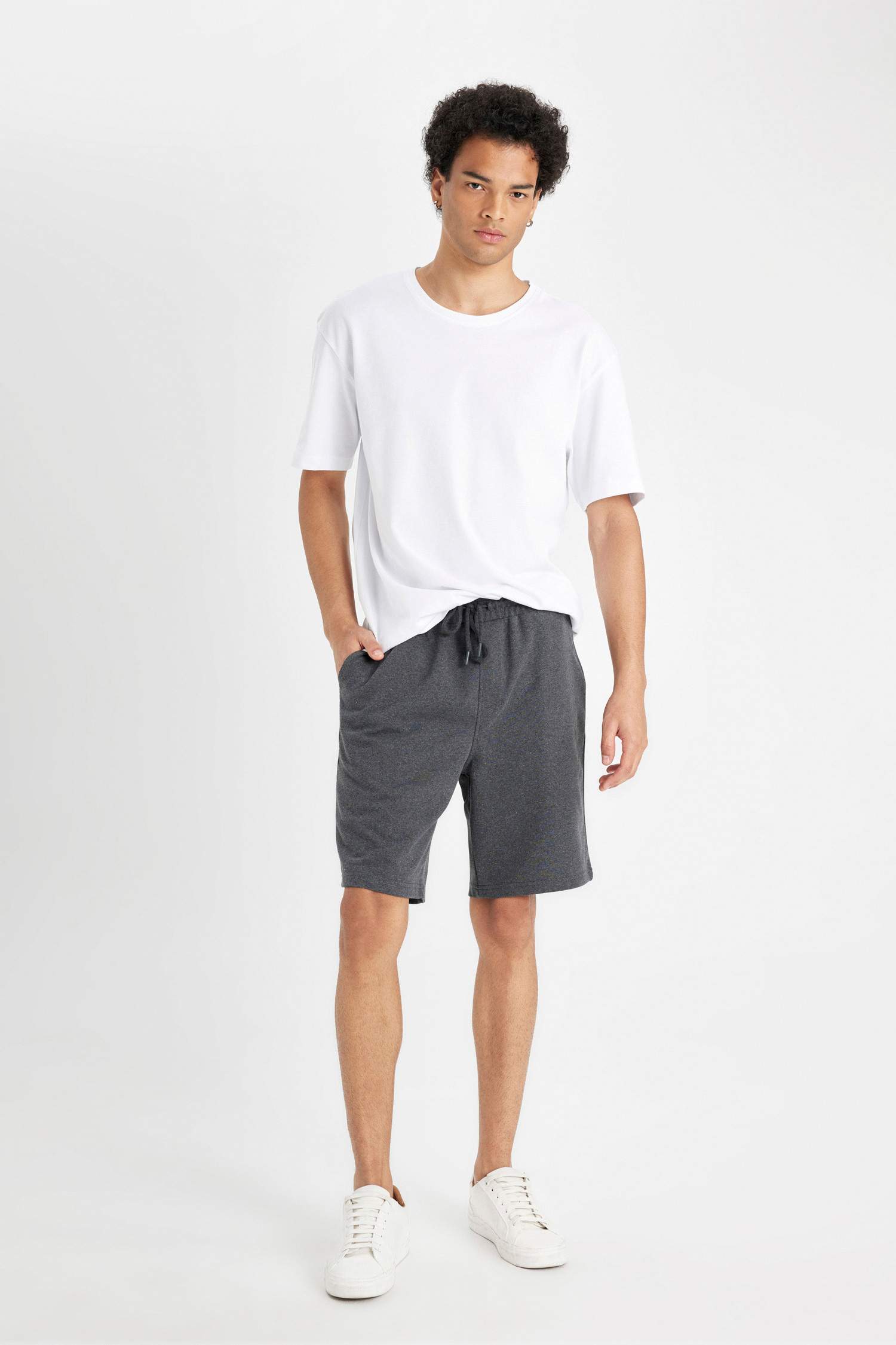 Slim Fit Basic Sweatshirt Fabric Shorts