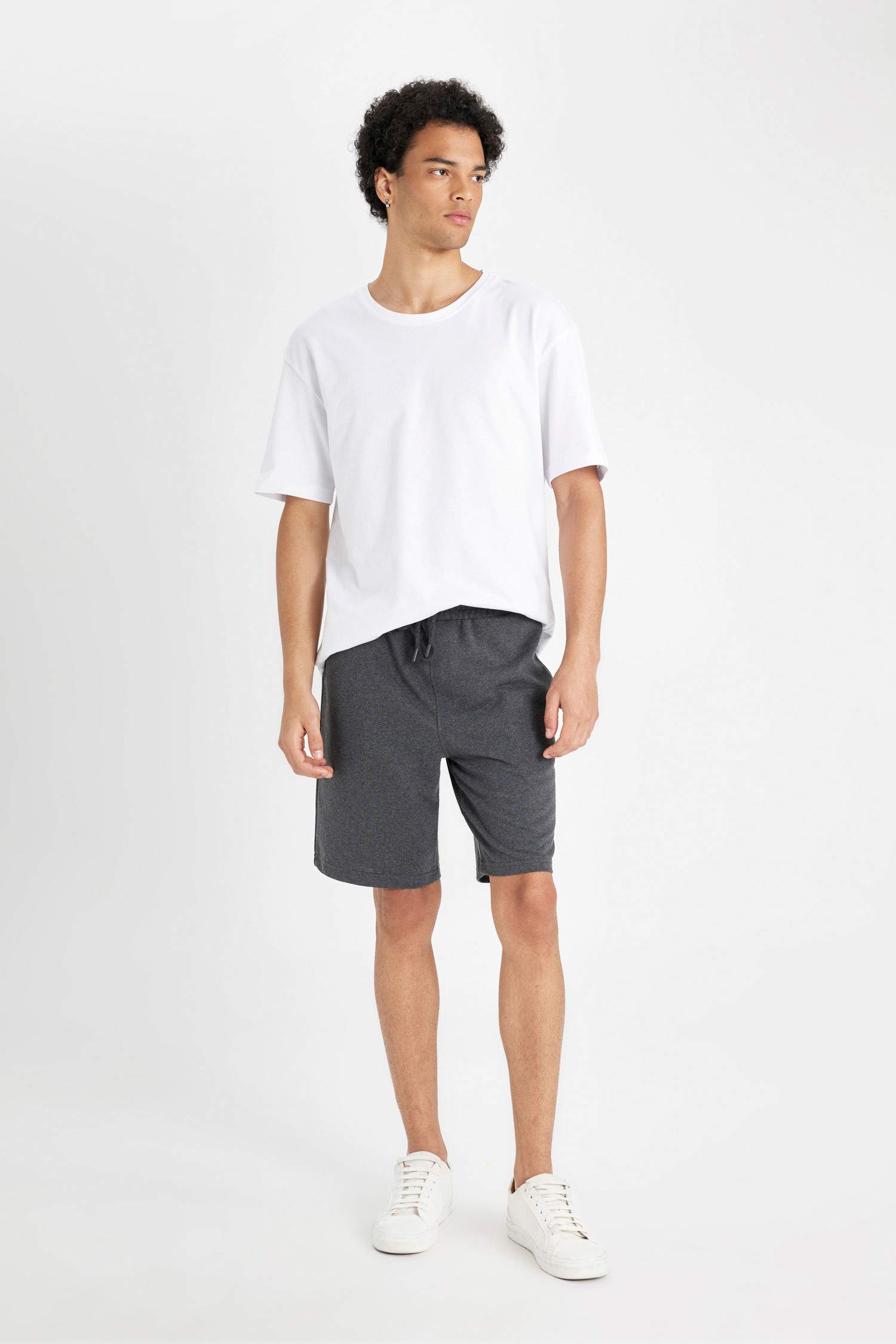 Slim Fit Basic Sweatshirt Fabric Shorts