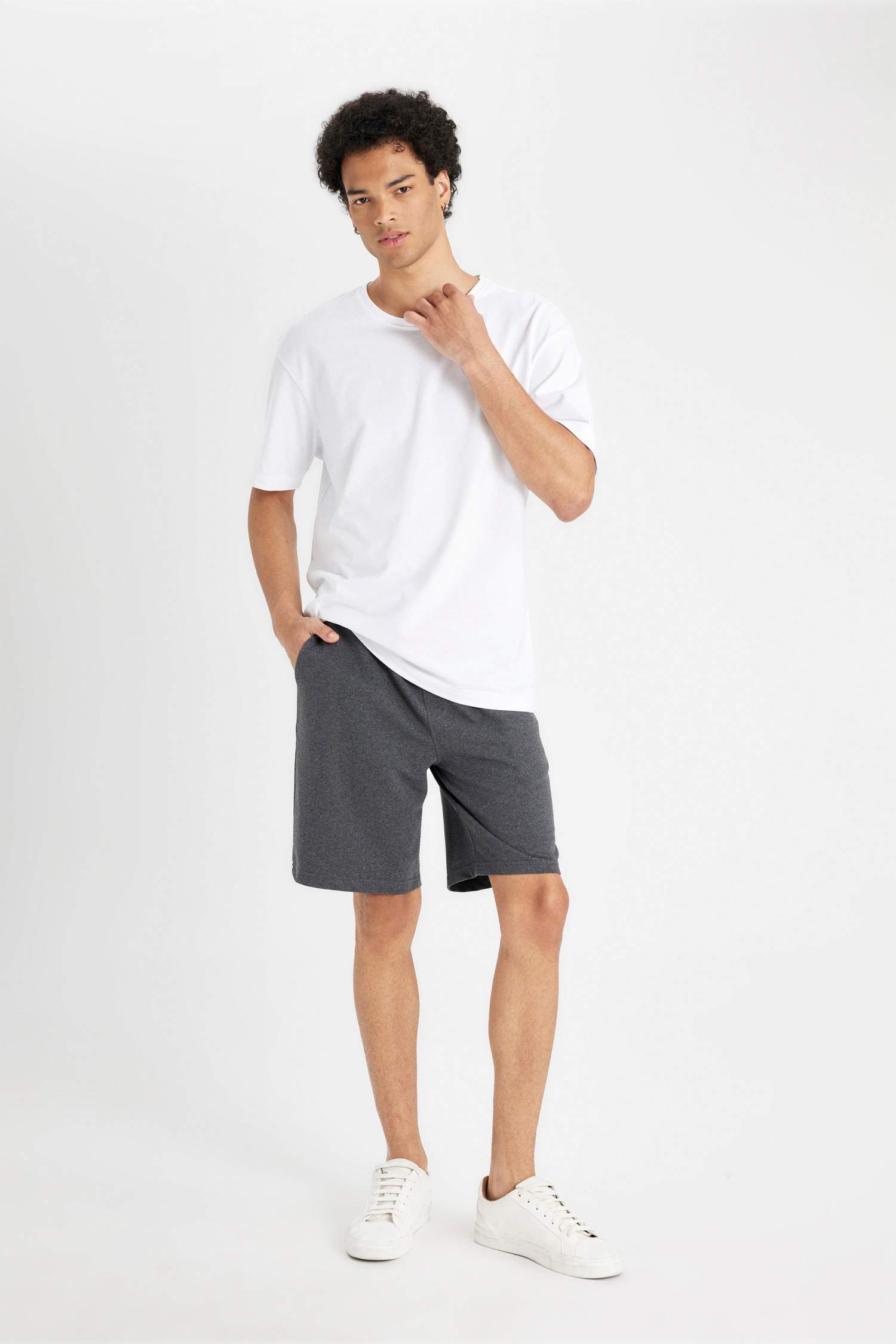 Slim Fit Basic Sweatshirt Fabric Shorts