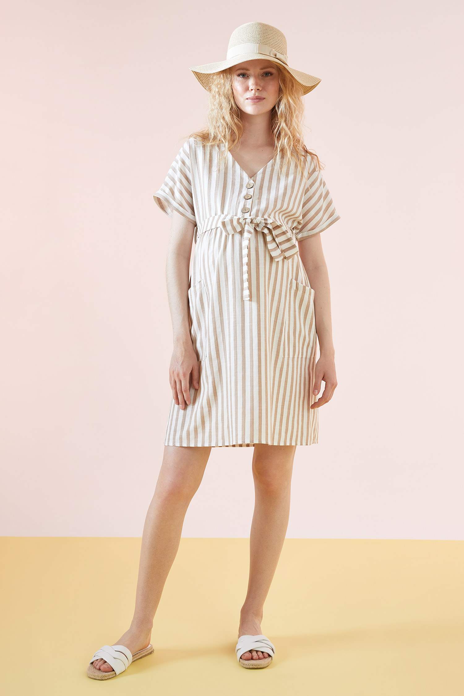 striped v neck dress