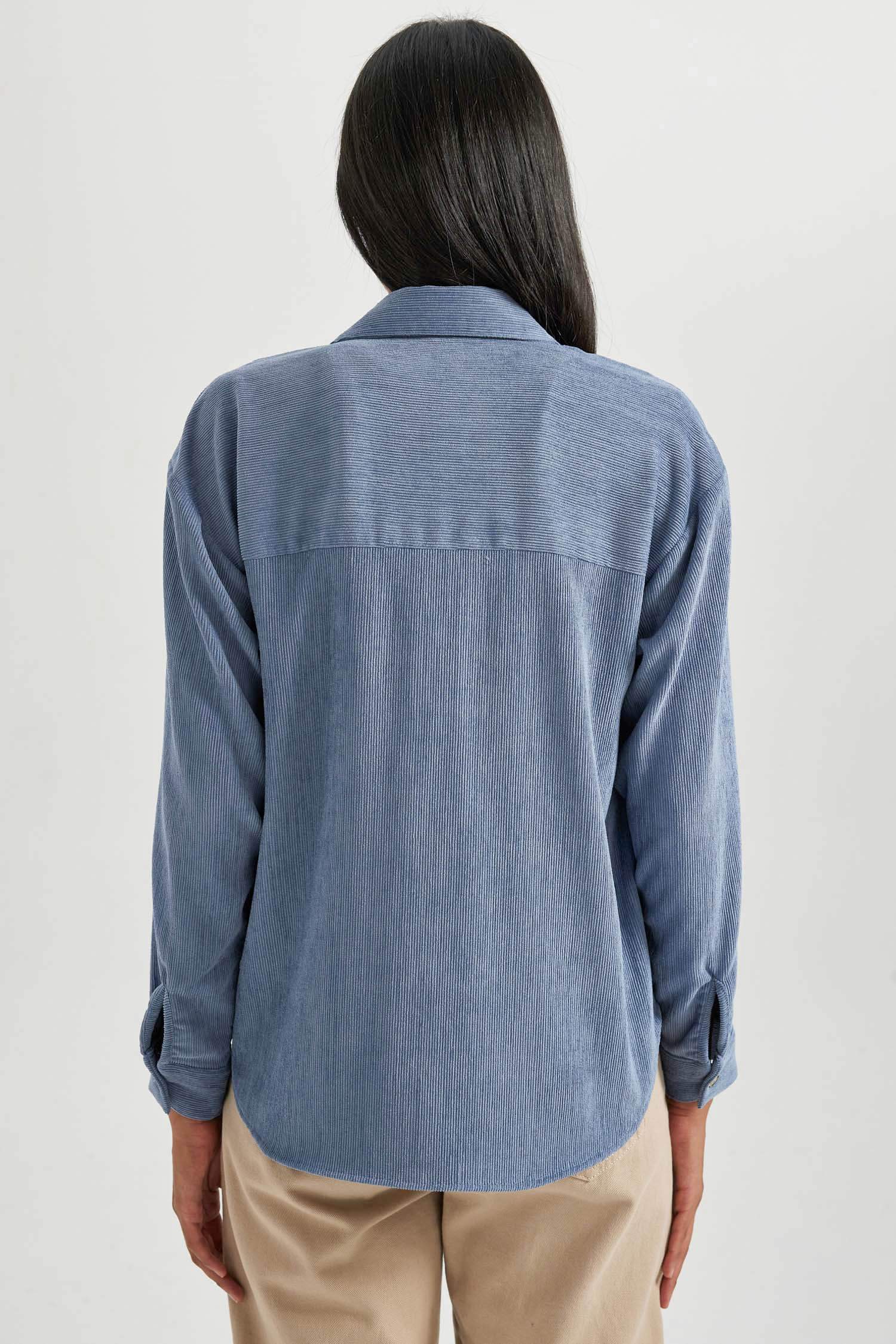 Сорочка з довгим рукавом стандартного крою із вельвета для жінок