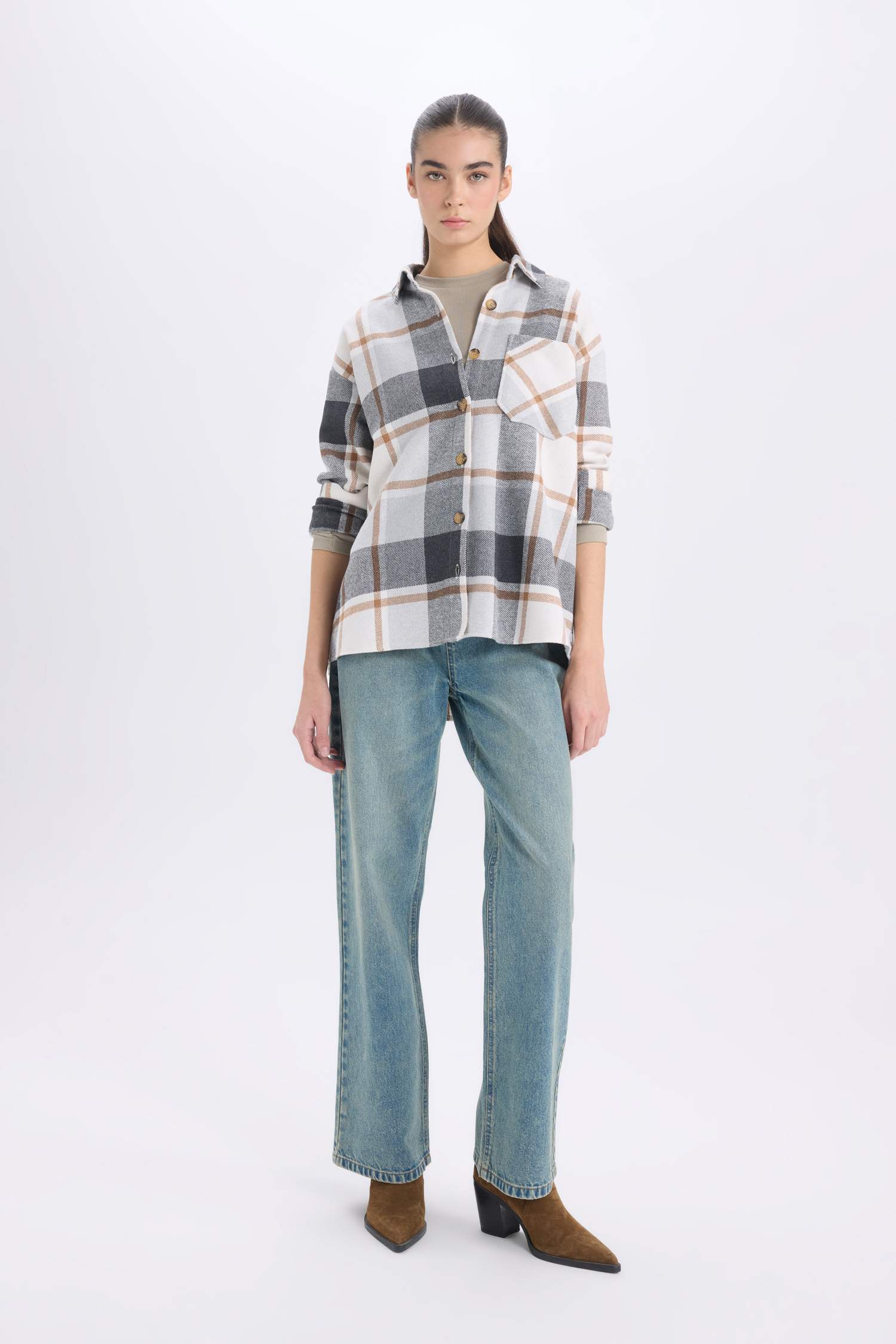 Kareli Flanel Uzun Kollu Oduncu Gömlek