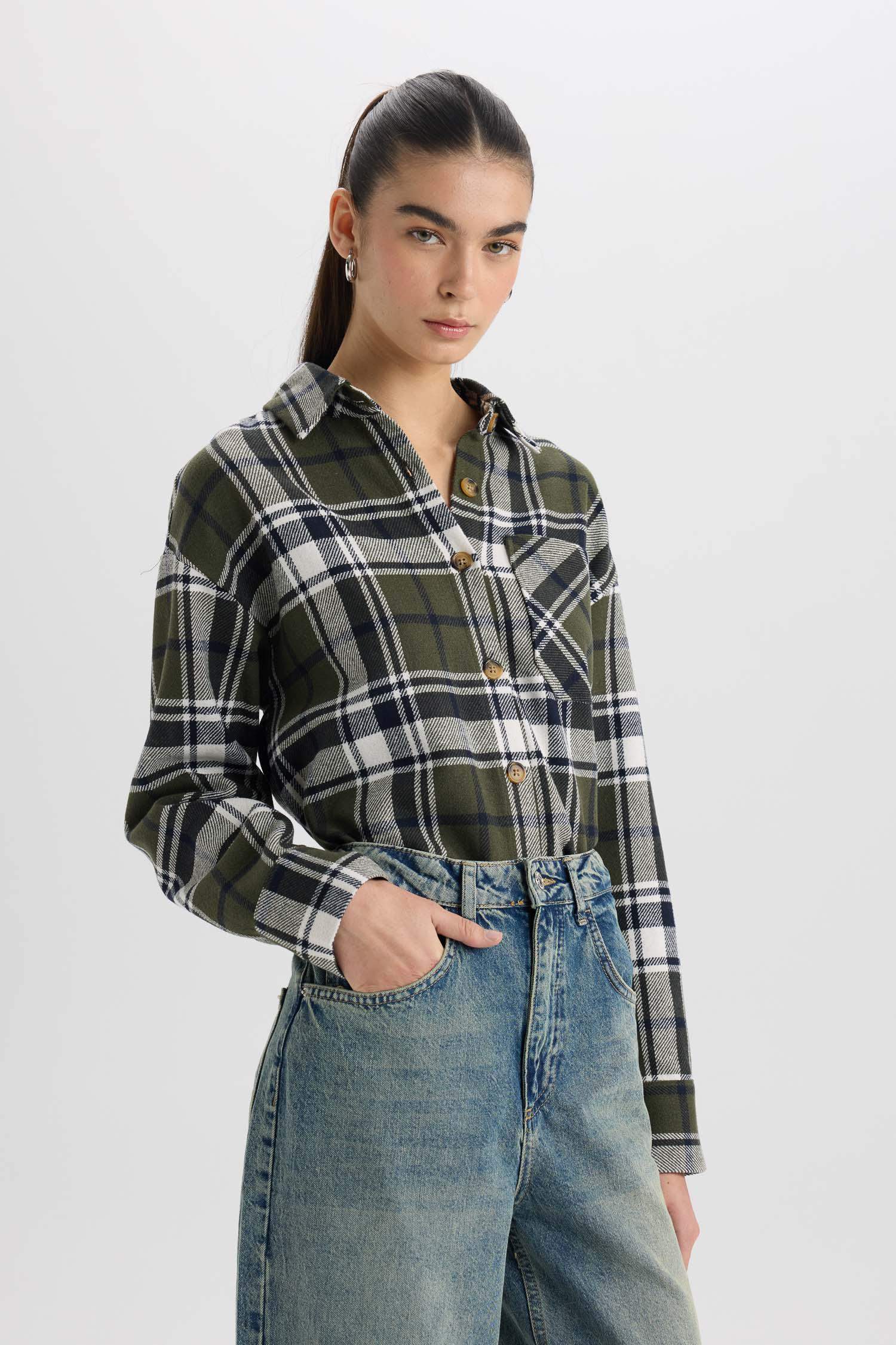 Kareli Flanel Uzun Kollu Oduncu Gömlek