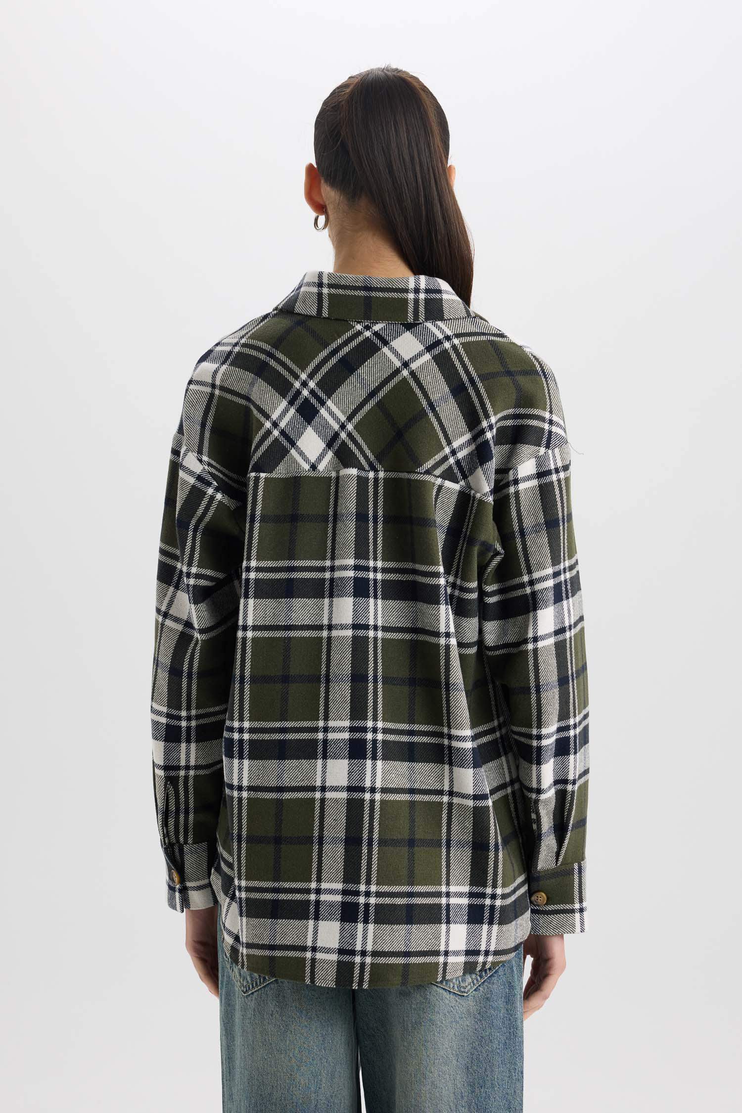 Kareli Flanel Uzun Kollu Oduncu Gömlek